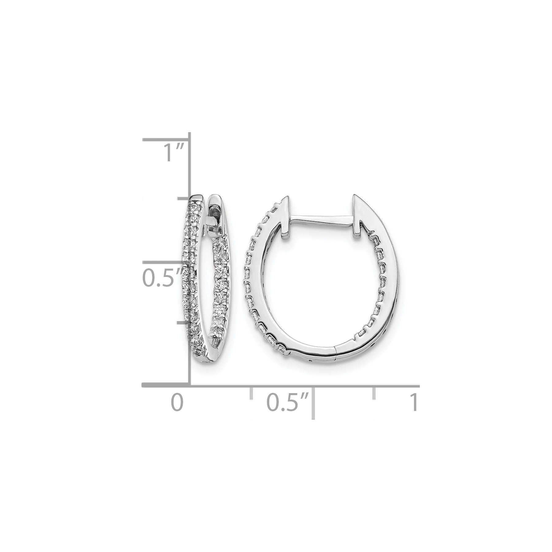 14K White Gold Lab Grown Diamond Hinged Tennis Hoop Earrings 0.5 Ct