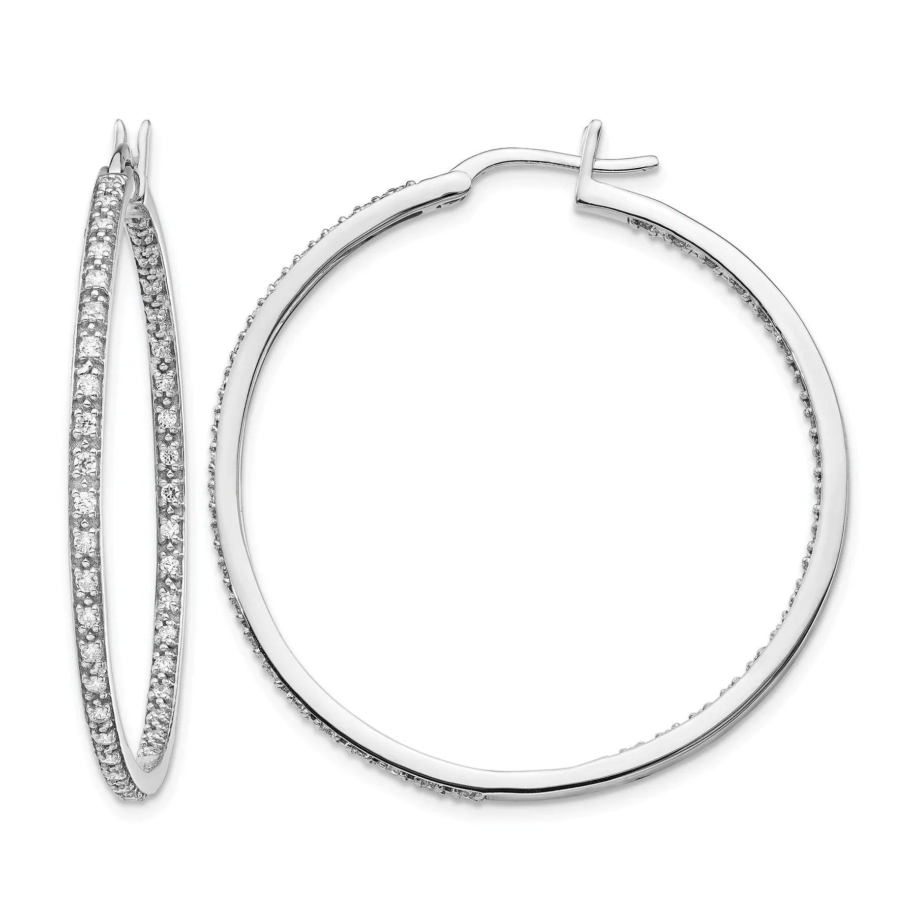 14K Gold Lab Grown Diamond In and Out Hoop Earrings - Fine Diamond