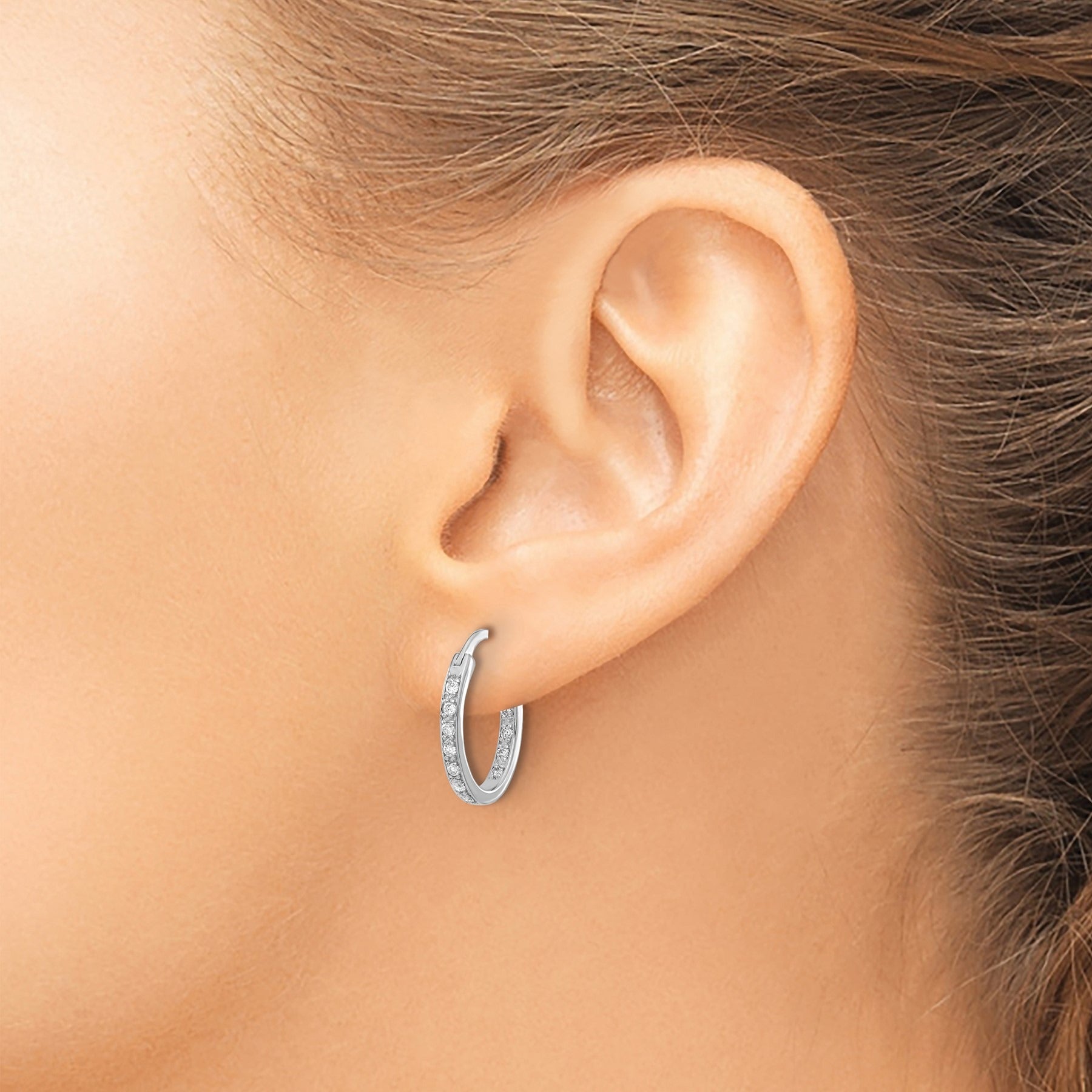 14k Gold Lab Grown Diamond Hoop Earrings 1/2 Carat