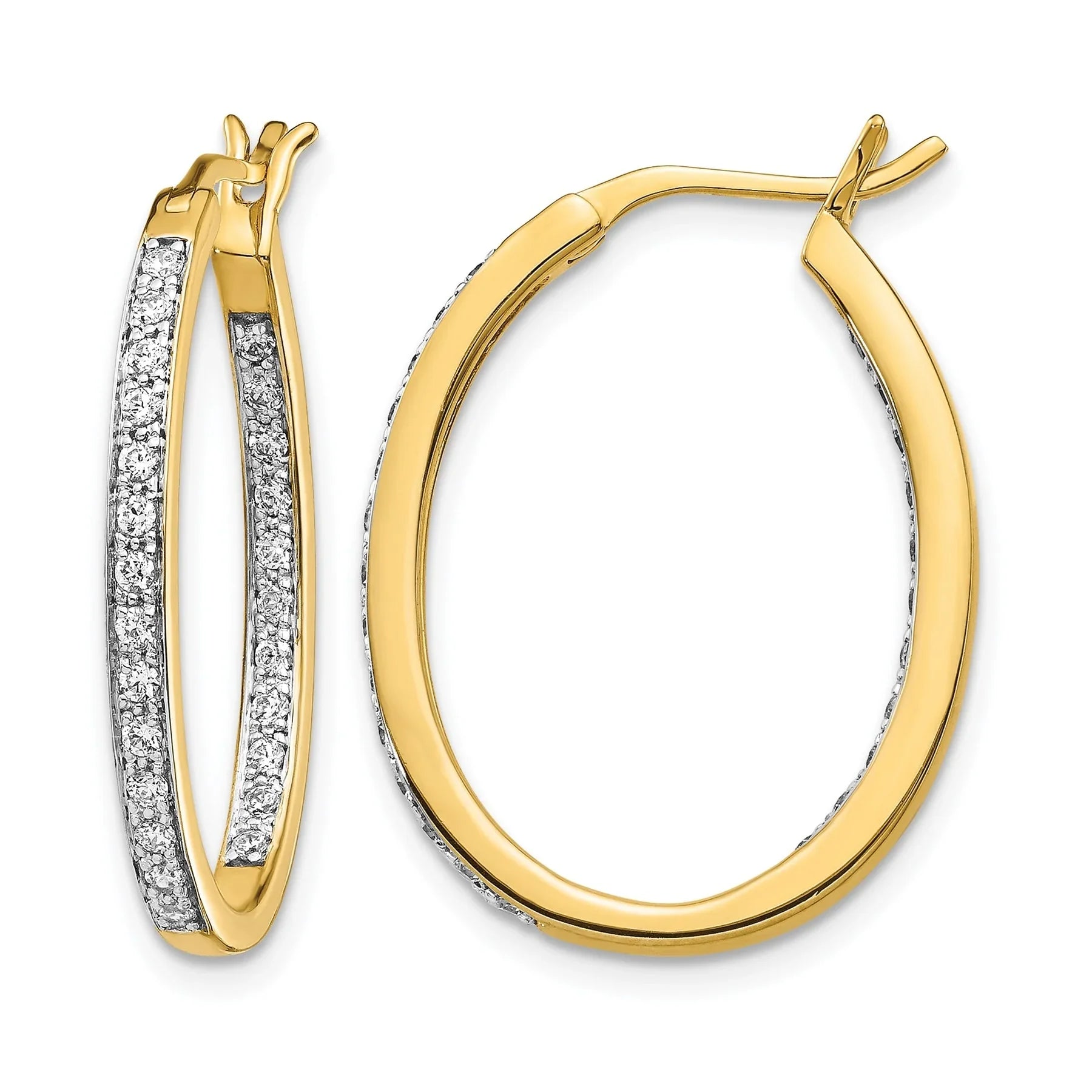 14k Gold Lab Grown Diamond Hoop Earrings 1/2 Carat - Fine Diamond