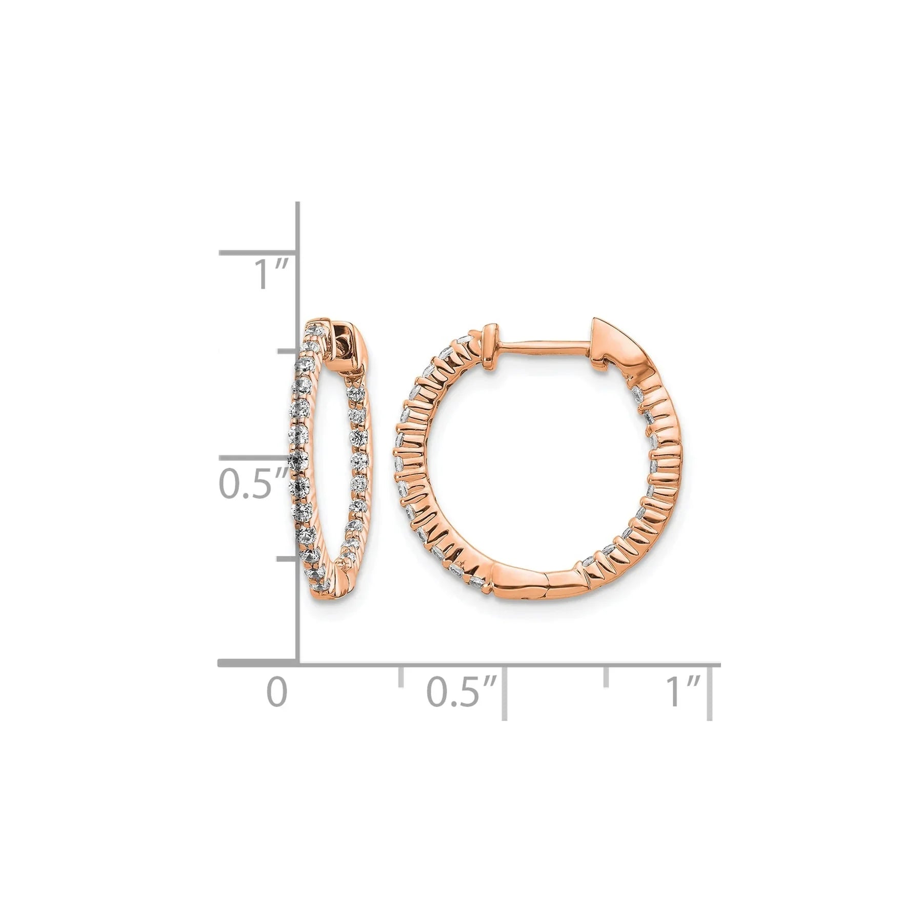 14k Gold Lab Grown Diamond In/Out Hoop Earrings - Fine Diamond