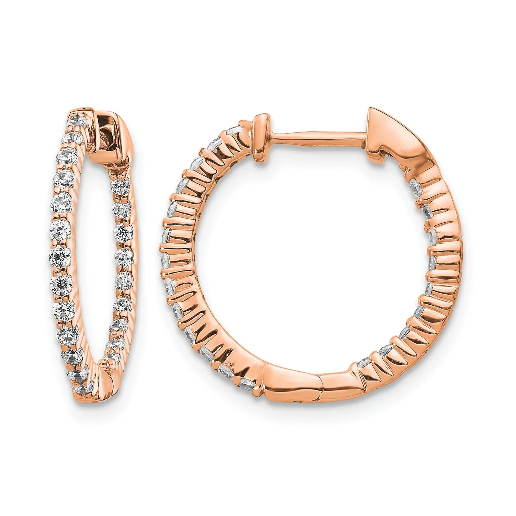 14k Gold Lab Grown Diamond In/Out Hoop Earrings - Fine Diamond