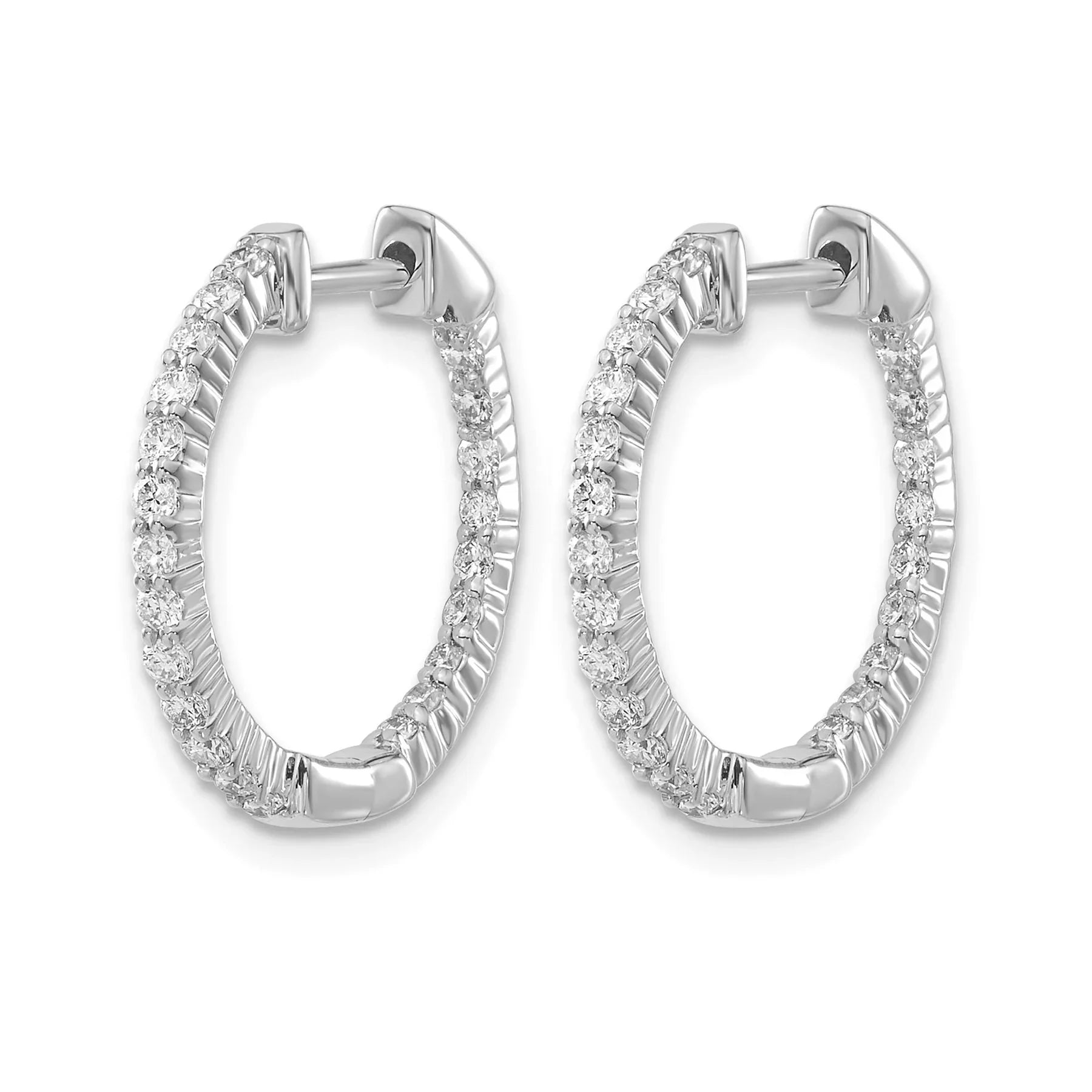 14k Gold Lab Grown Diamond In/Out Hoop Earrings - Fine Diamond