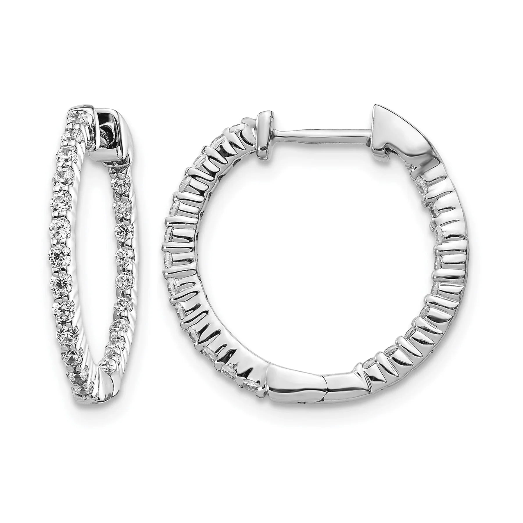 14k Gold Lab Grown Diamond In/Out Hoop Earrings - Fine Diamond