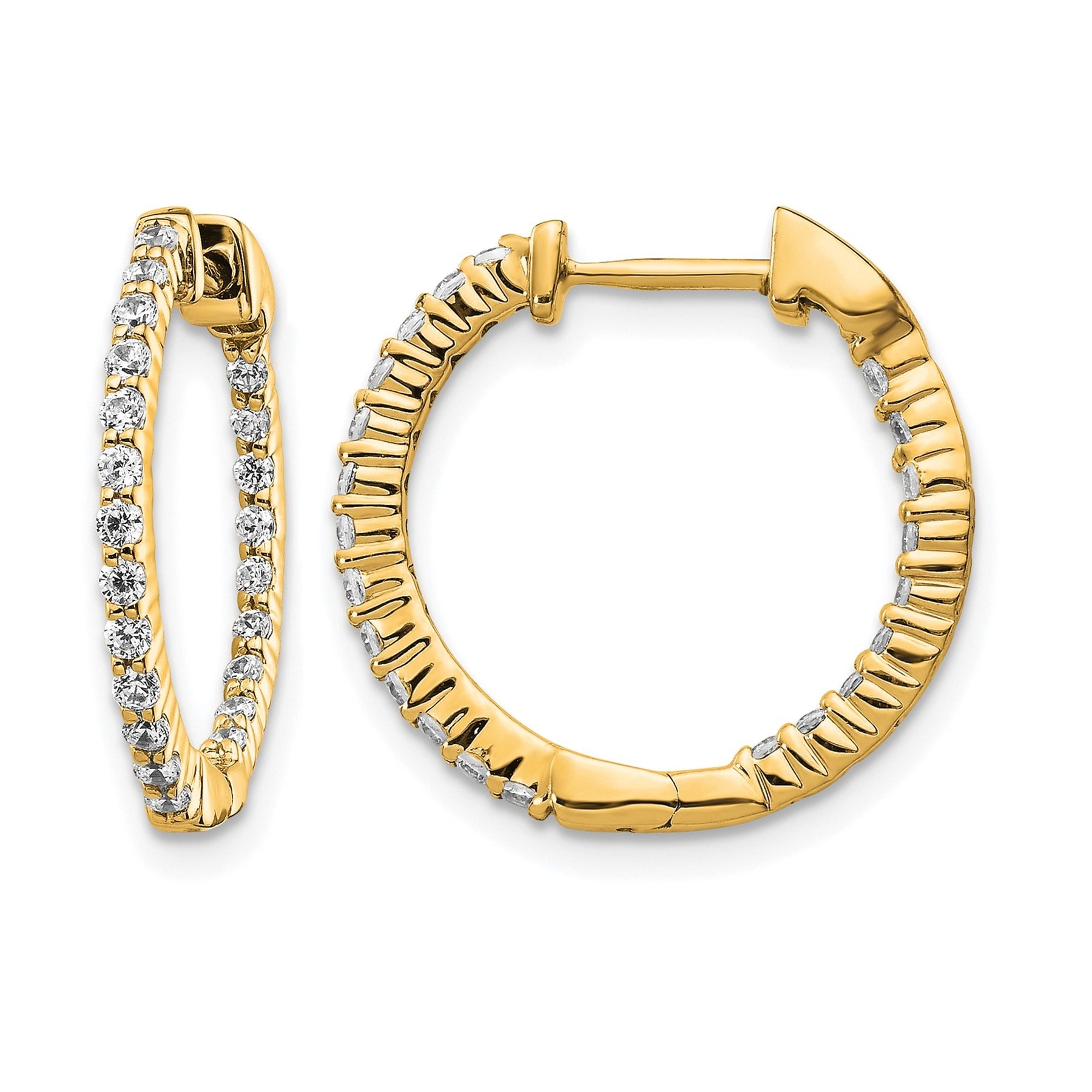14k Gold Lab Grown Diamond In/Out Hoop Earrings