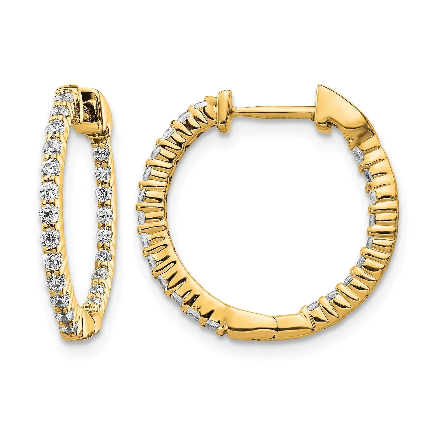 14k Gold Lab Grown Diamond In/Out Hoop Earrings - Fine Diamond