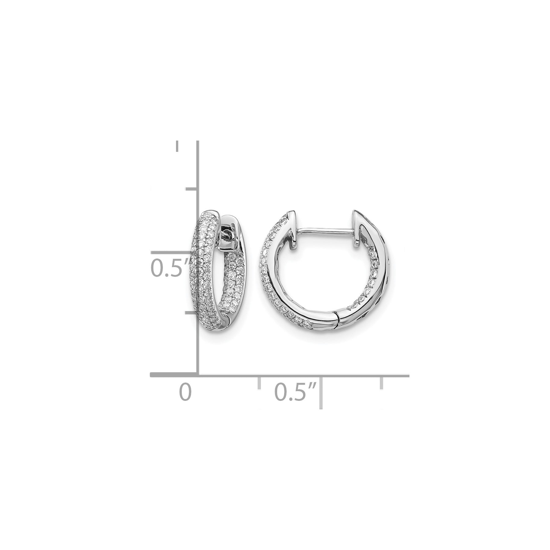 14k White Gold Lab Grown Diamond In & Out Hinged Hoop Earrings