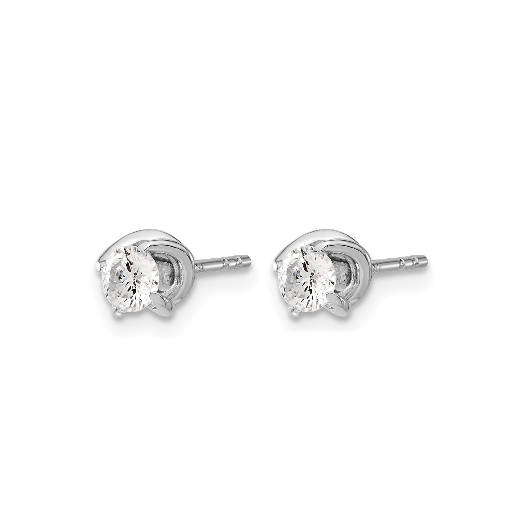 14k White Gold Diamond Fancy Twist Post Earrings
