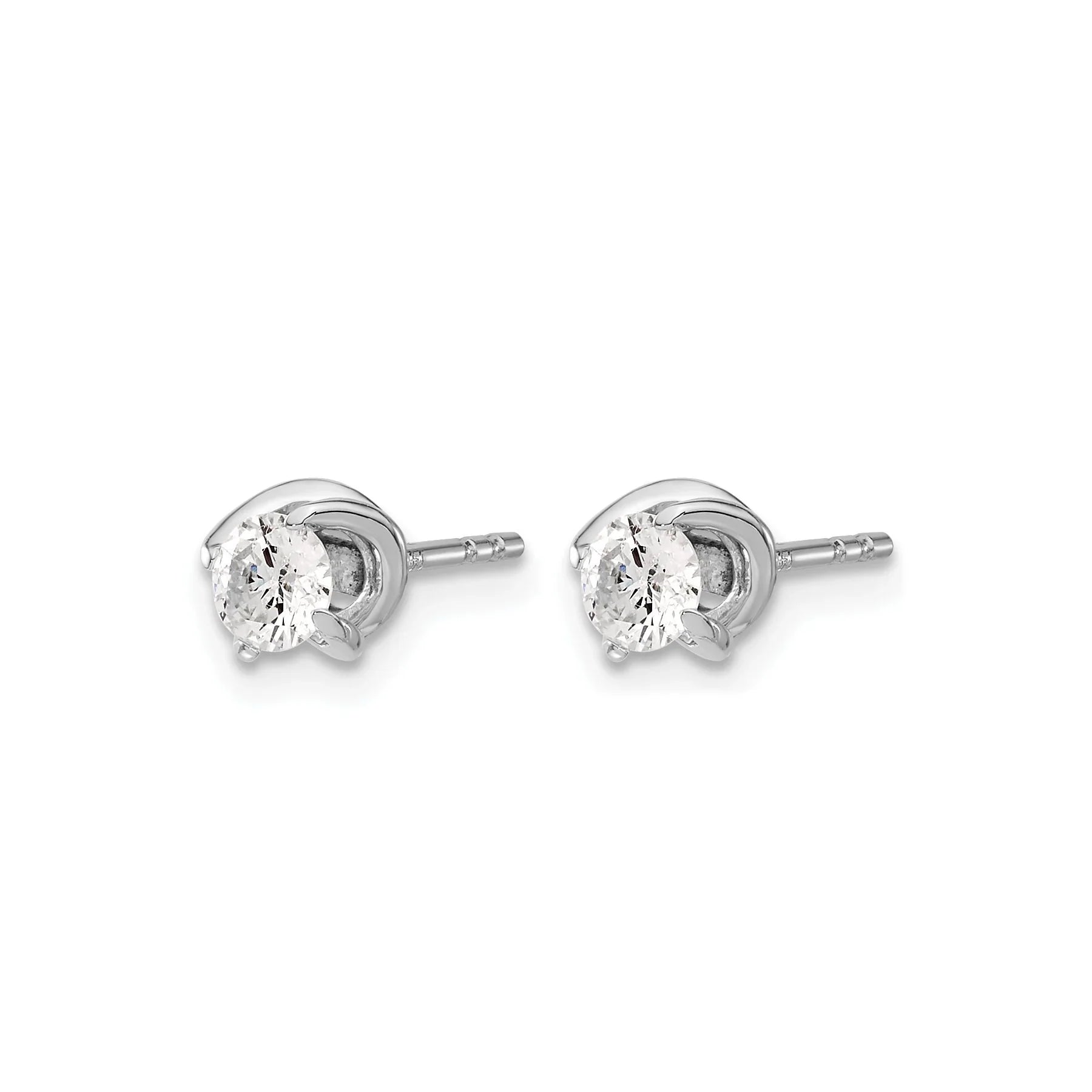 14k White Gold Diamond Fancy Twist Post Earrings - Fine Diamond