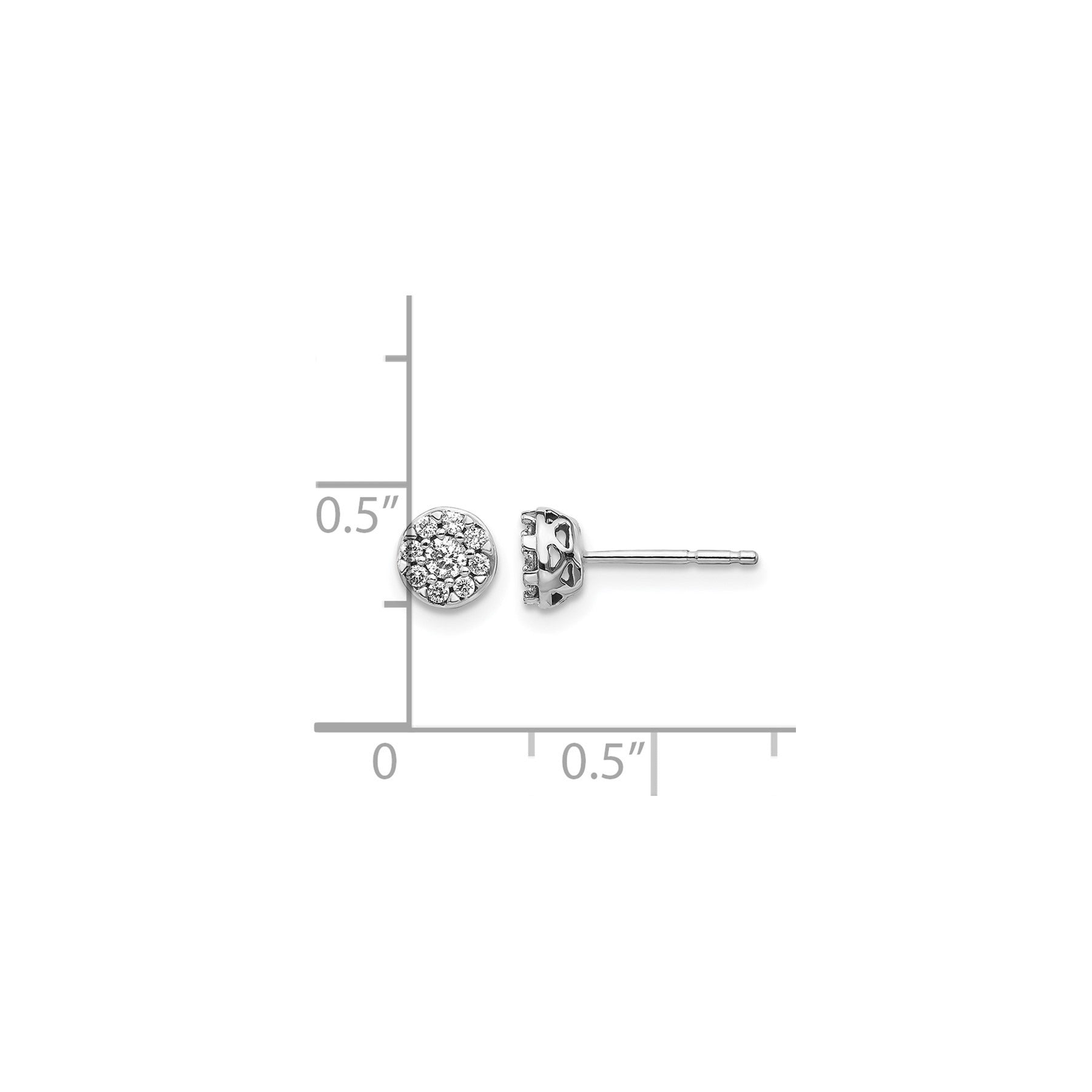 14k White Gold Diamond Cluster Studs Earrings
