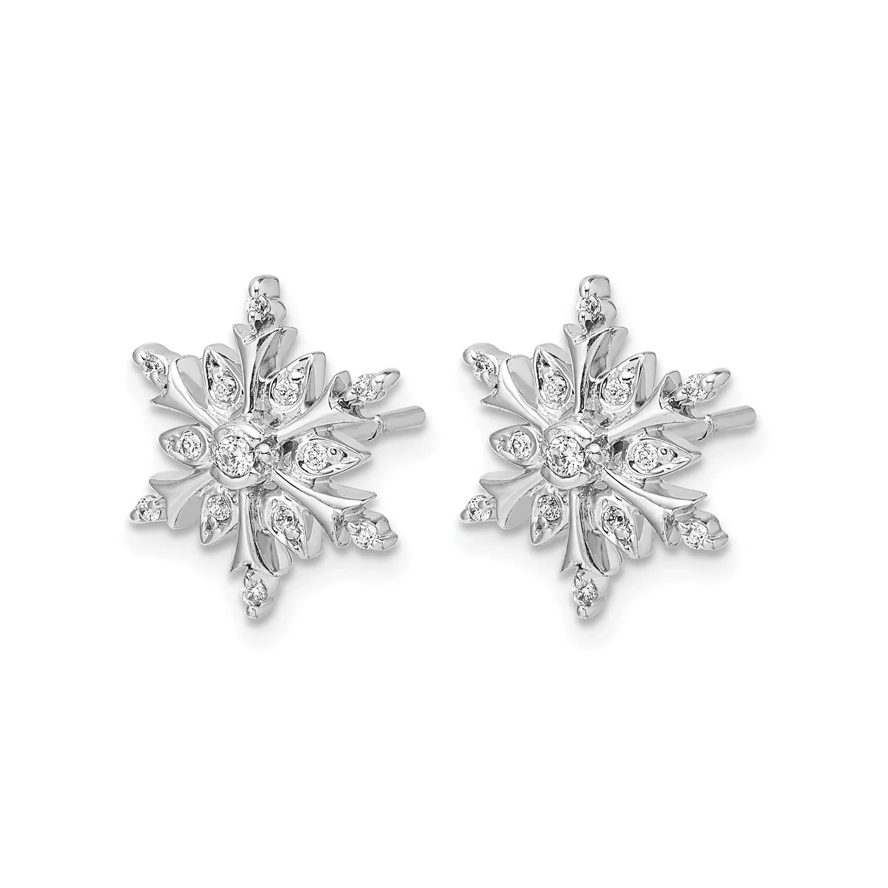 14k White Gold Lab Grown Diamond Snowflake Stud Earrings 0.16 Ct - Fine Diamond