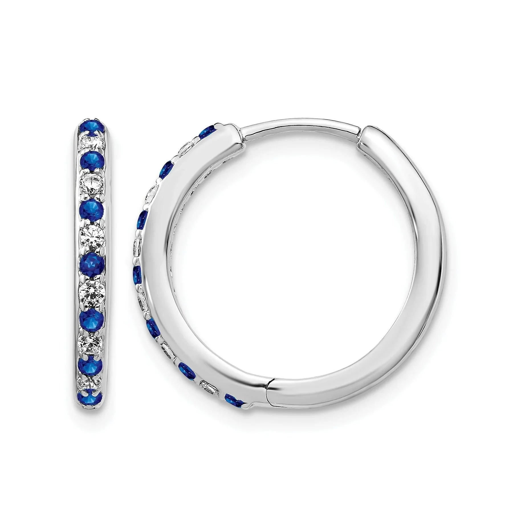 14k White Gold Lab Grown Diamond Hinged Hoop Earrings - Fine Diamond