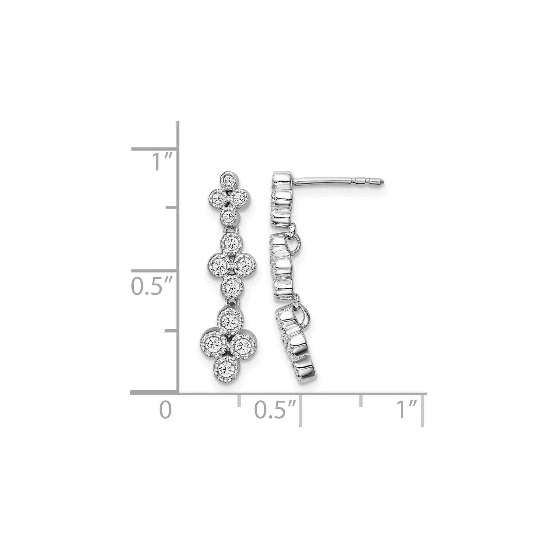 14K Lab Grown Diamond Floral Bloom Post Dangle Earrings - Fine Diamond