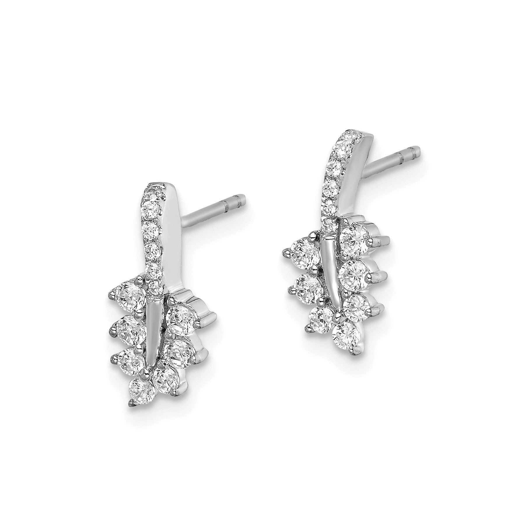 14k White Gold Lab Grown Diamond Leaf Post Earrings 0.37 Ct