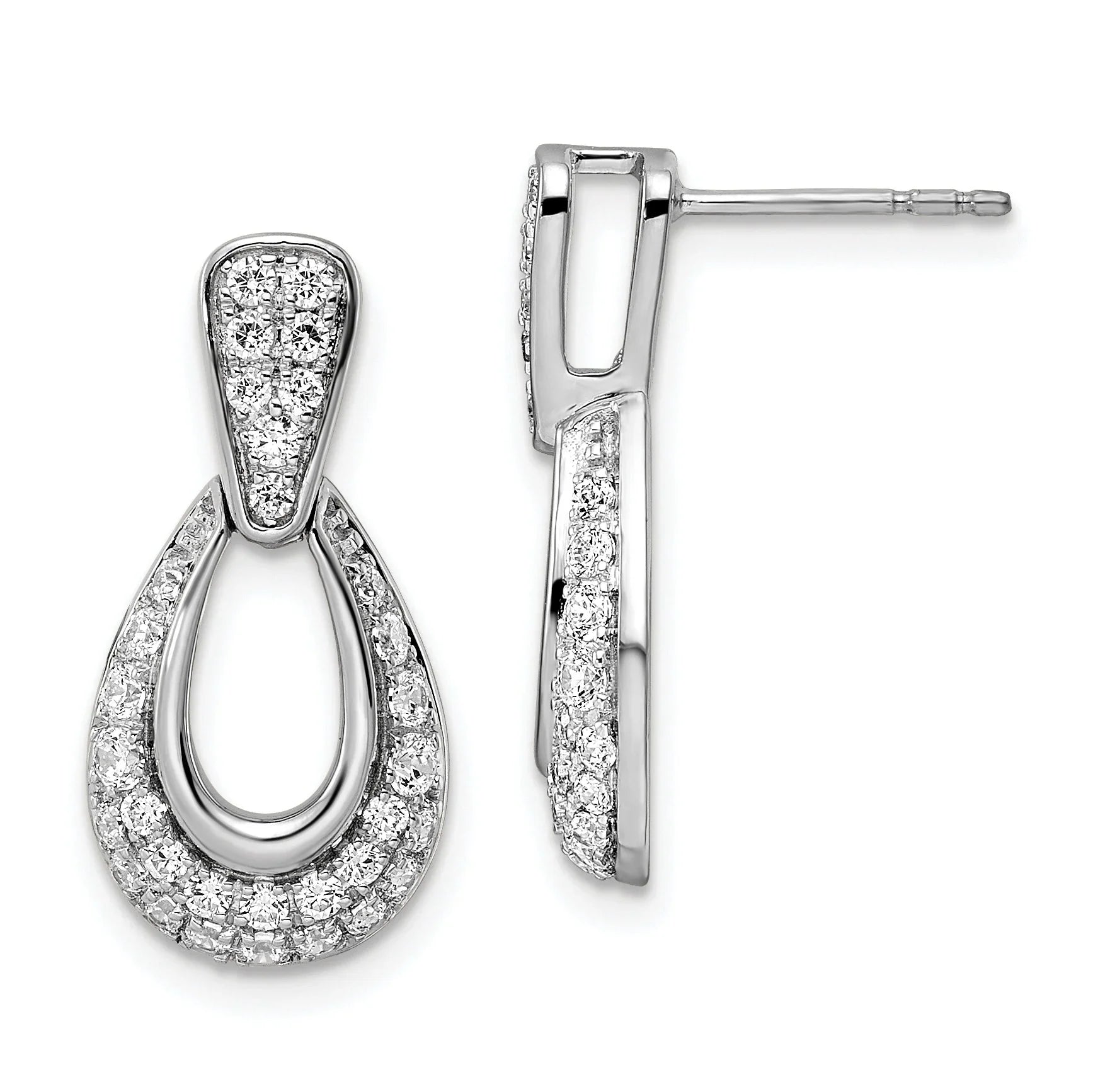 14K White Gold 3/4 carat Lab Grown Diamond Fancy Earrings - Fine Diamond