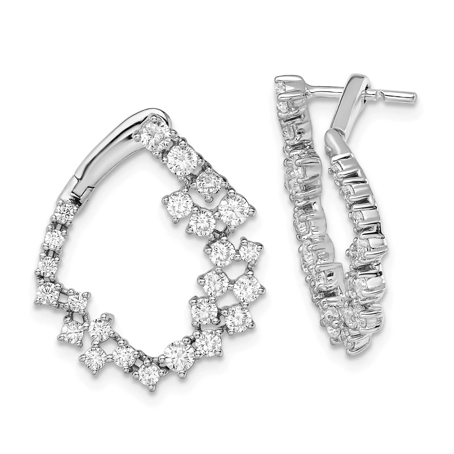 14K Gold Lab Grown Diamond Unique Hoop Earrings - Fine Diamond
