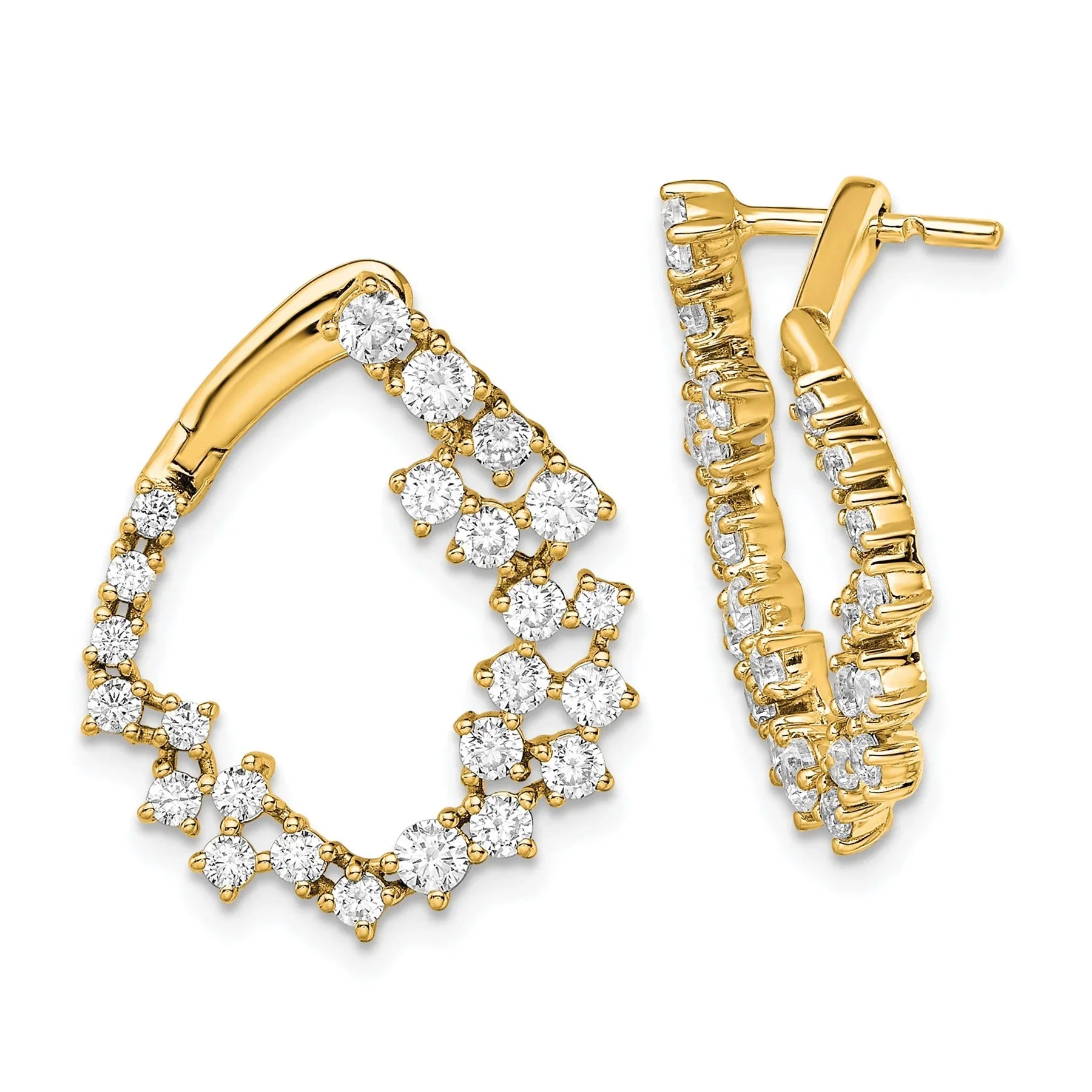 14K Gold Lab Grown Diamond Unique Hoop Earrings - Fine Diamond