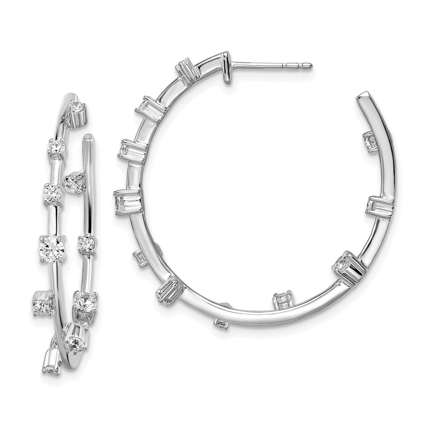 14K Gold Lab Grown Diamond Post Hoop Earrings