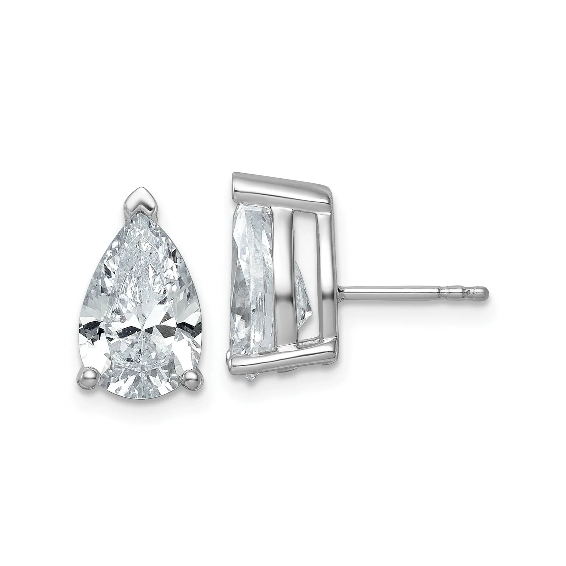 14K Gold Lab Grown Diamond Pear Three Prong Stud Earrings - Fine Diamond