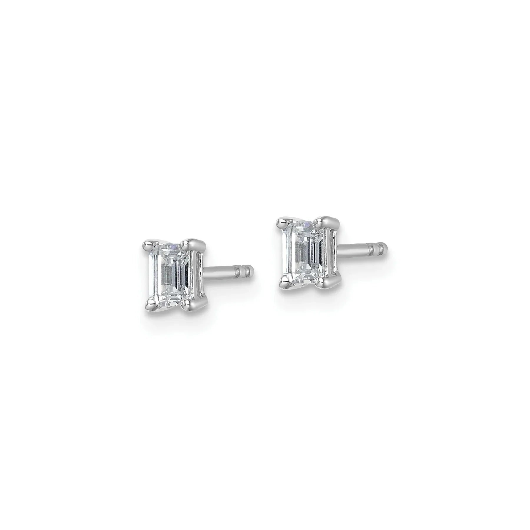14K Gold Lab Grown Diamond Emerald Cut Four Prong Stud Earrings - Fine Diamond