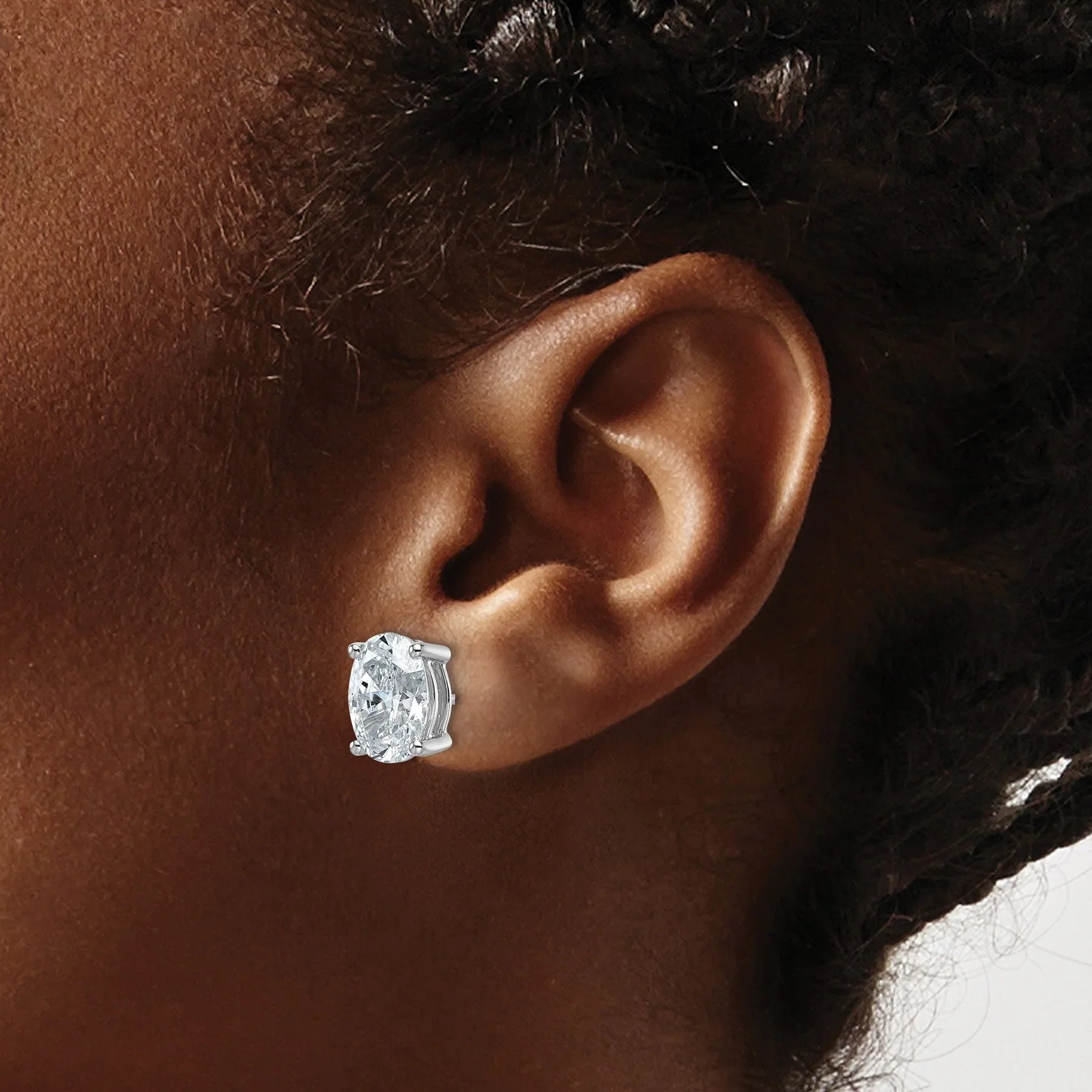 14K Gold Lab Grown Oval Diamond Stud Earrings - Fine Diamond