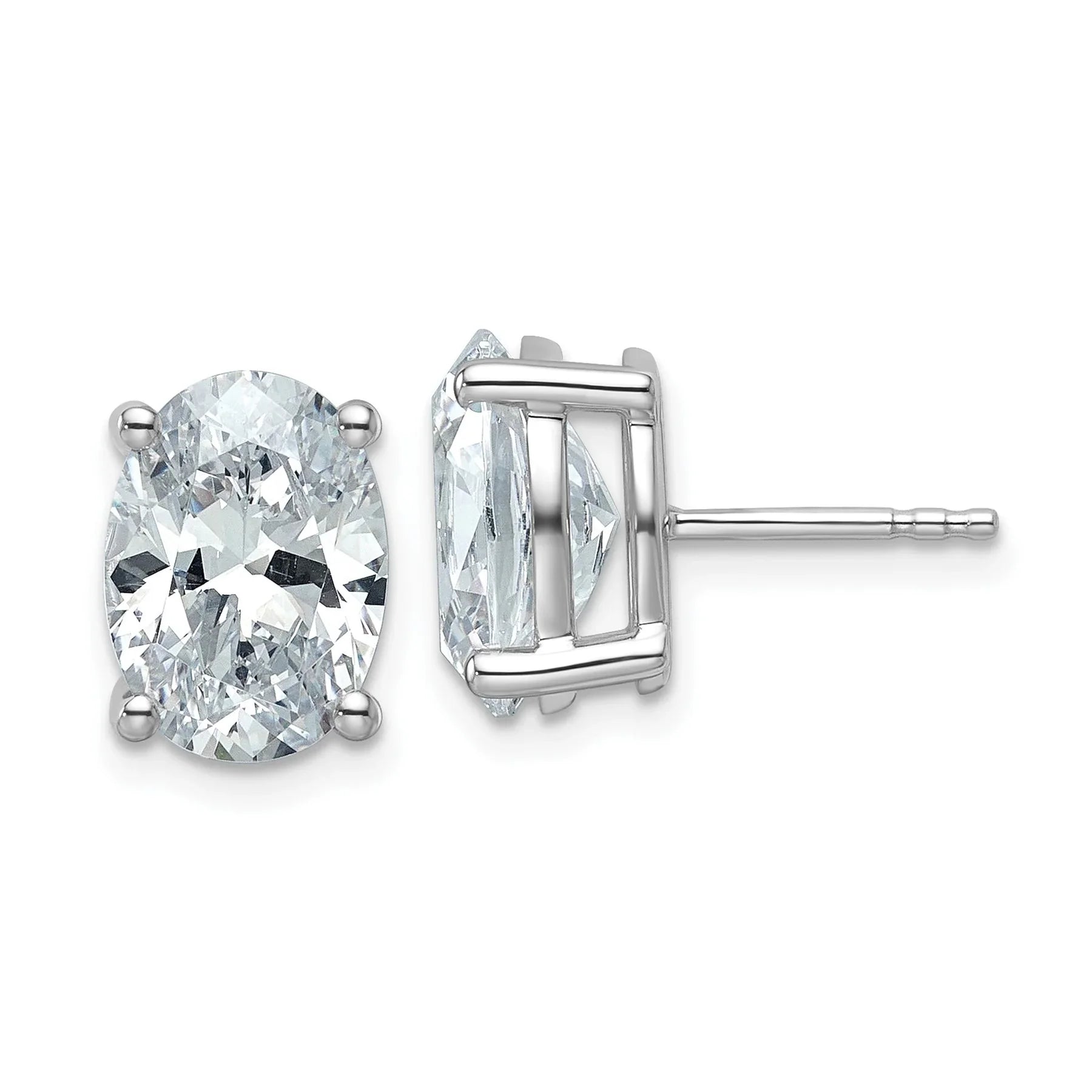 14K Gold Lab Grown Oval Diamond Stud Earrings - Fine Diamond
