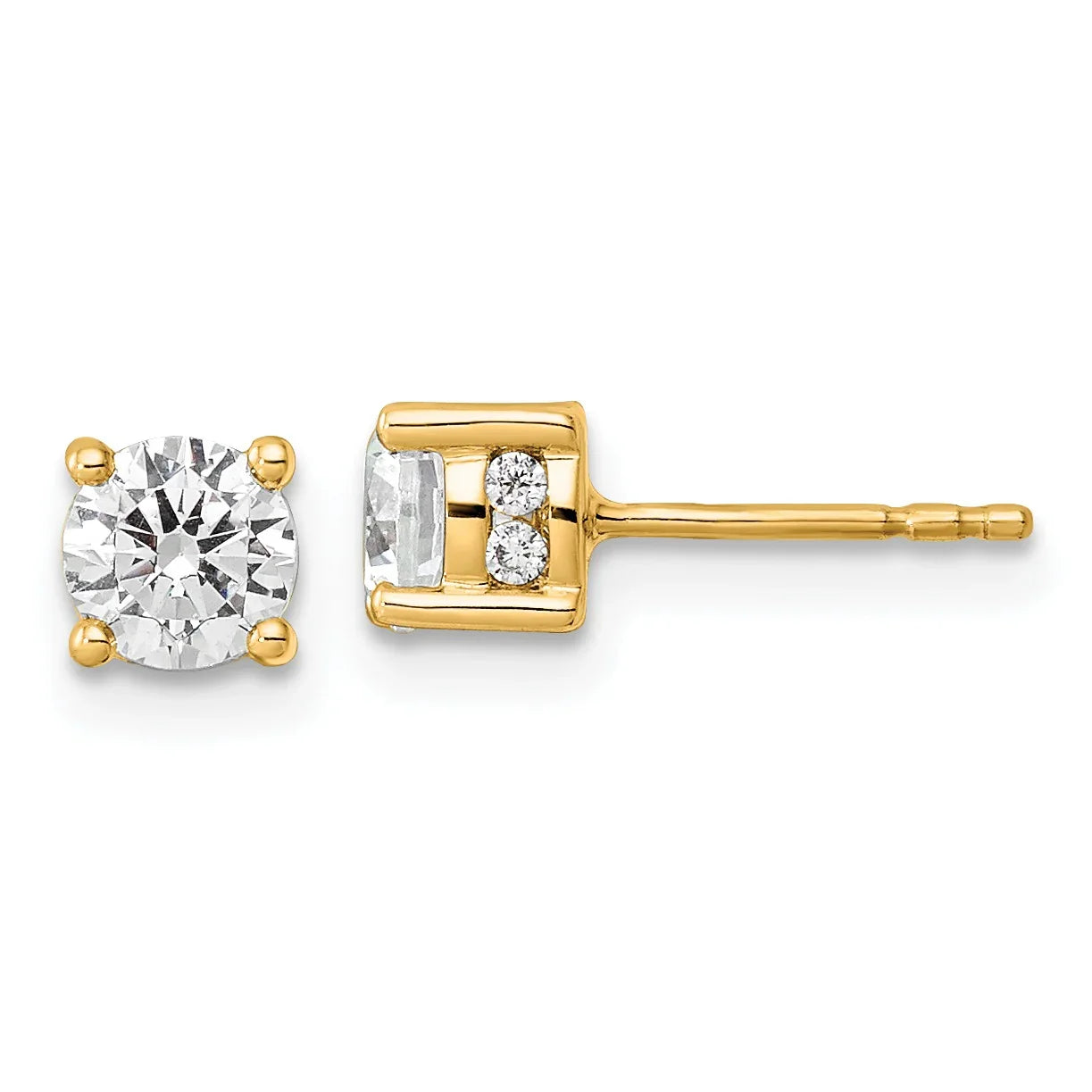 14k Yellow Gold Lab Grown Diamond Stud Earrings - Fine Diamond