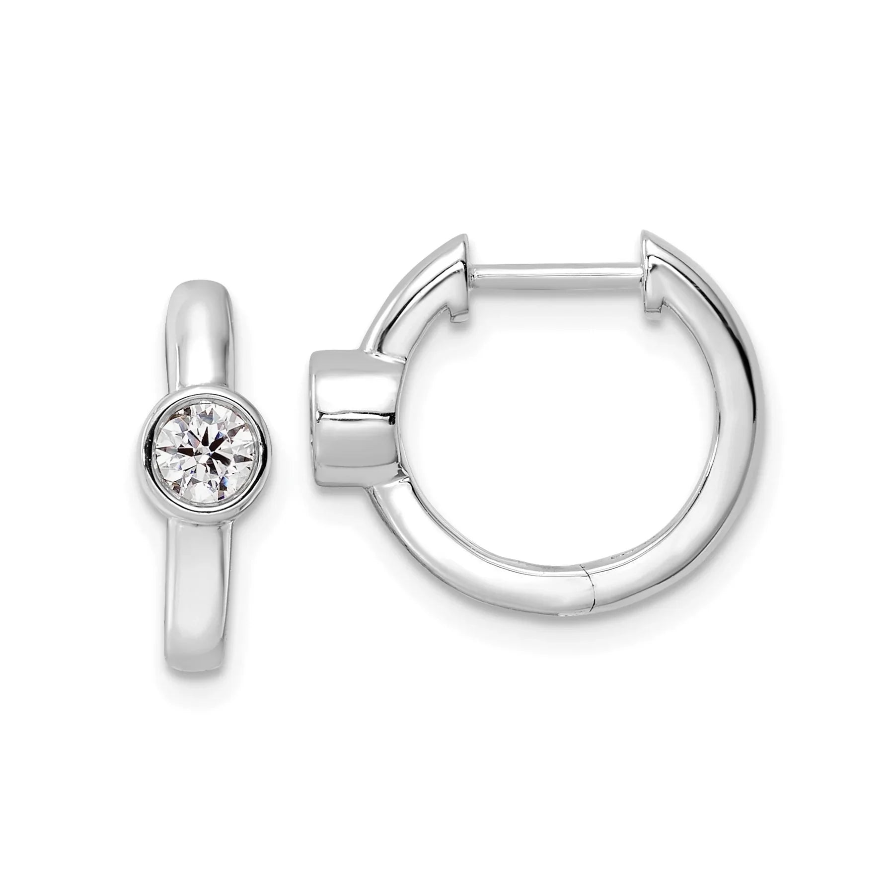 14K Gold Lab Diamond Hinged Hoop Earrings - Fine Diamond