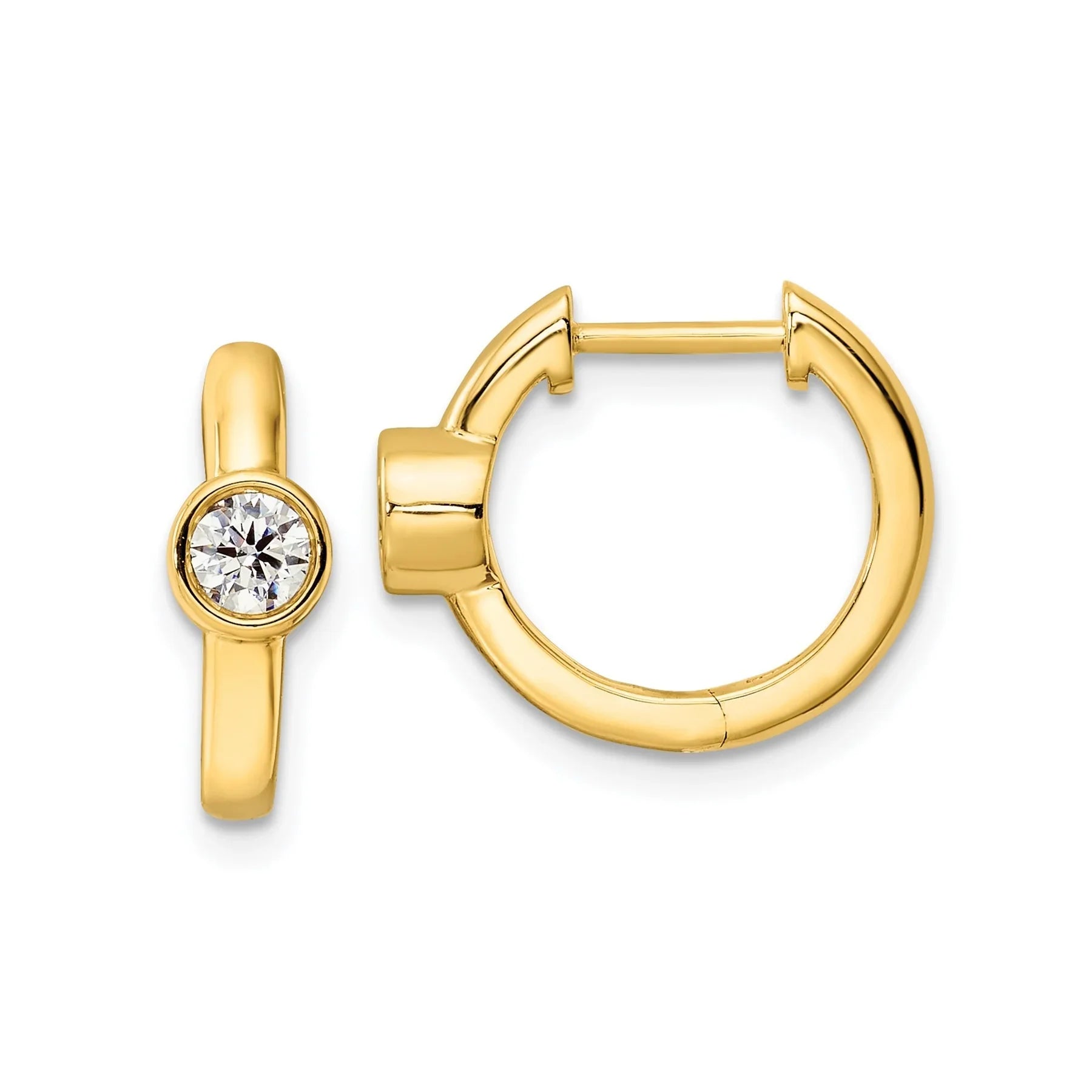 14K Gold Lab Diamond Hinged Hoop Earrings - Fine Diamond