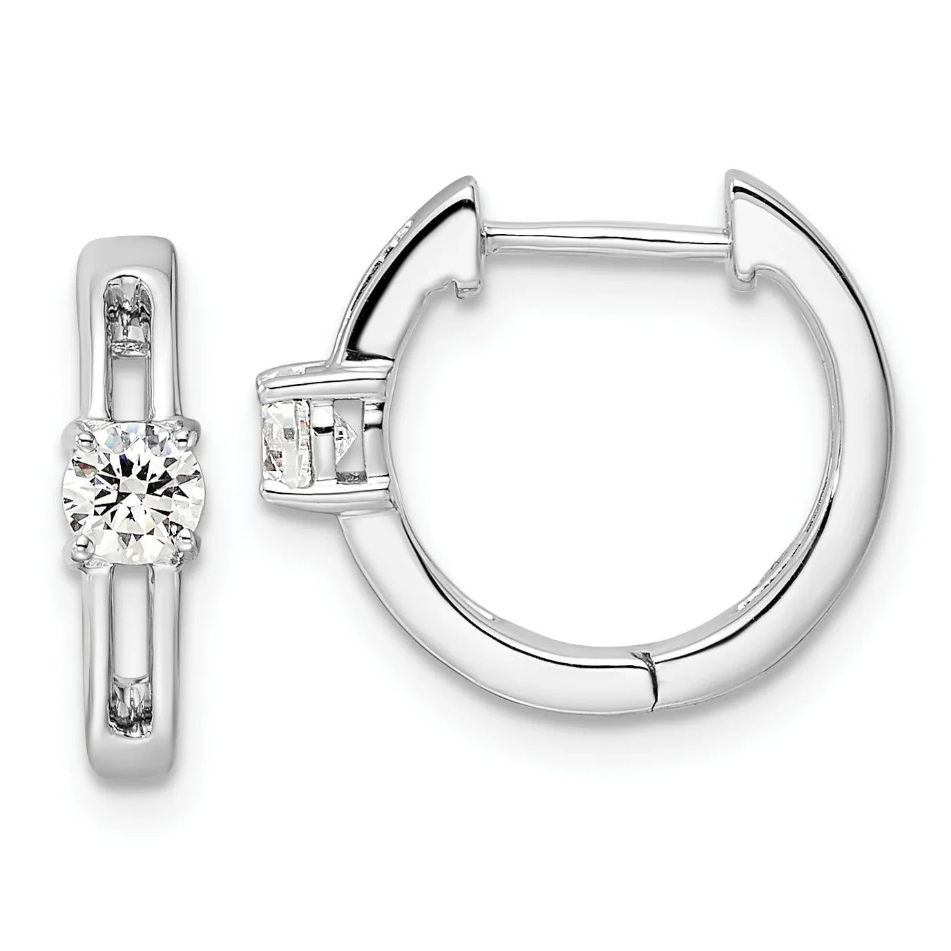 Lab Grown Diamond Hinged Hoops 14K White Gold - Fine Diamond