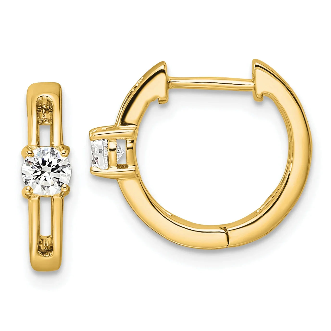 Lab Grown Diamond Hinged Hoops 14K Yellow Gold - Fine Diamond