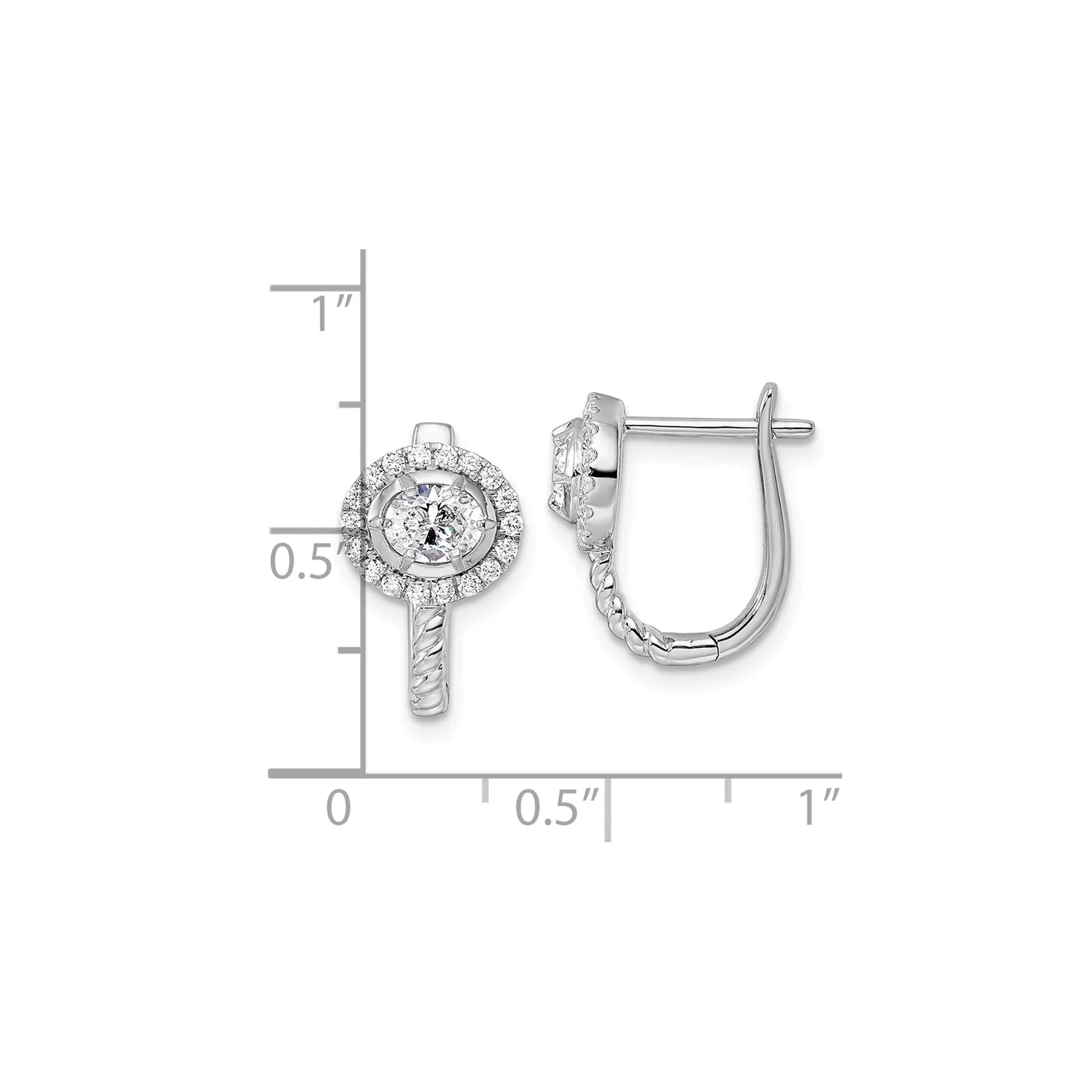 14k White Gold Lab Grown Diamond Circle Hinged Hoop Earrings - Fine Diamond