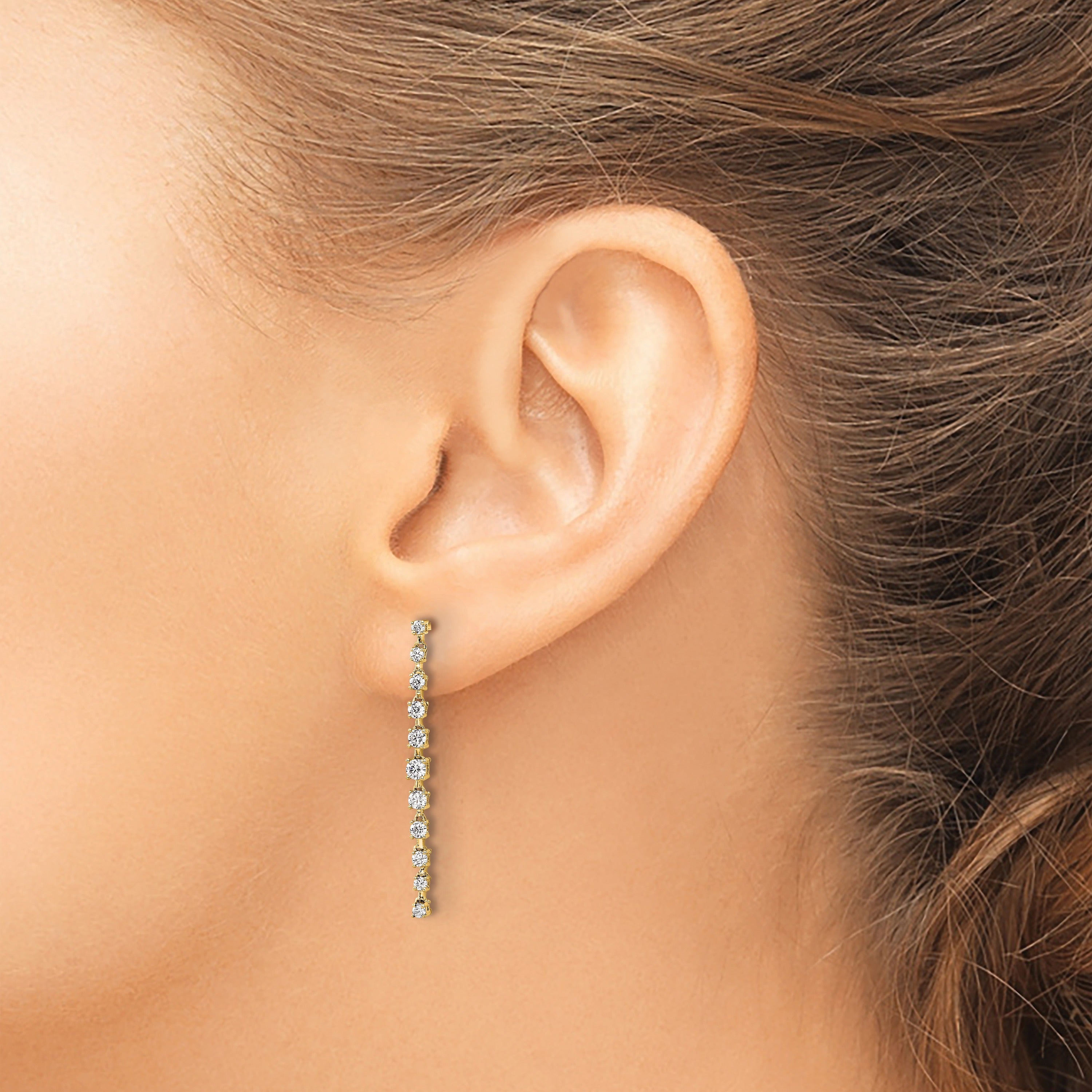 Gold 14K Lab Grown Diamond Post Dangle Earrings