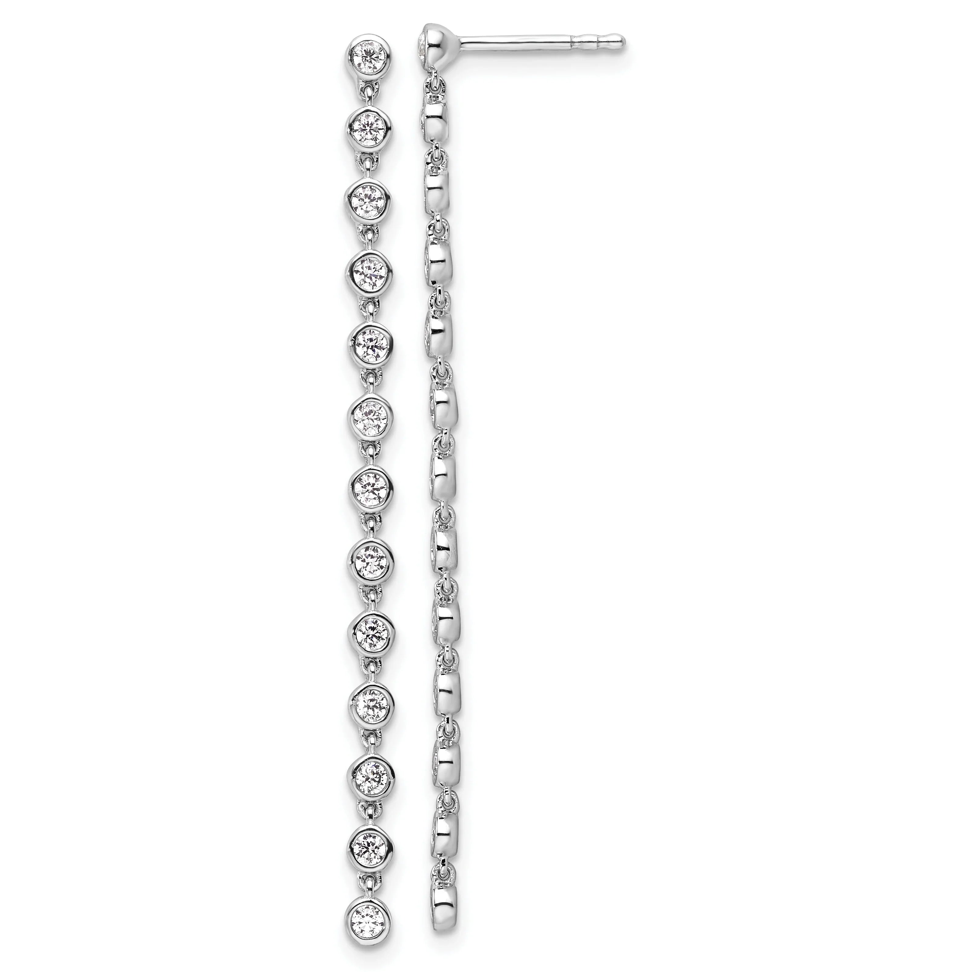 14K White Gold Lab Diamond Dangle Post Earrings - Fine Diamond