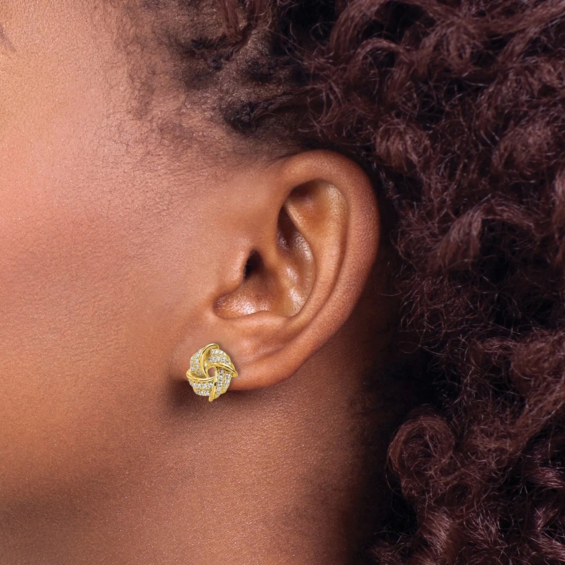 14K Lab Grown Diamond Love Knot Post Stud Earrings - Fine Diamond