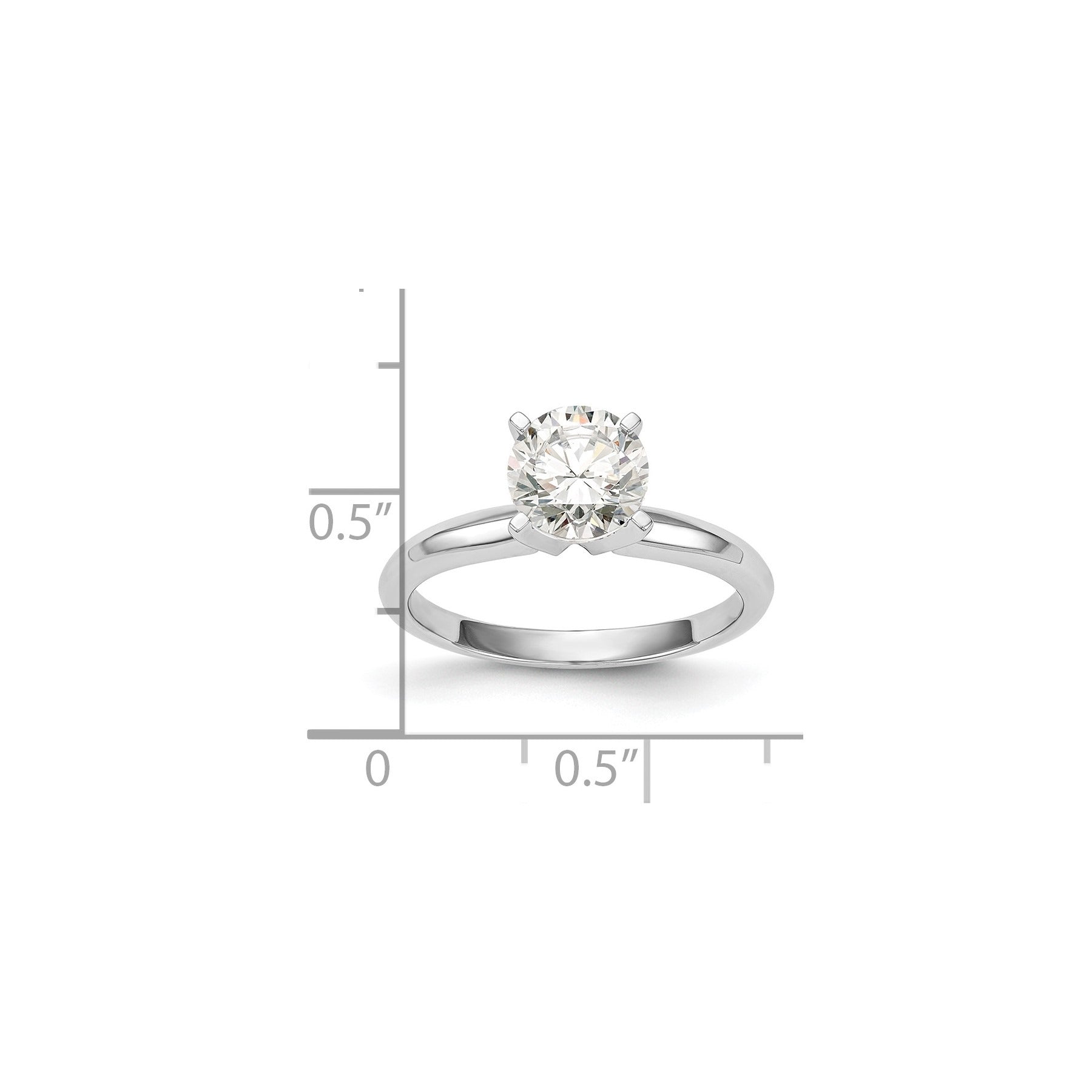 14k White Gold 2 carat Lightweight Solitaire Ring Mounting