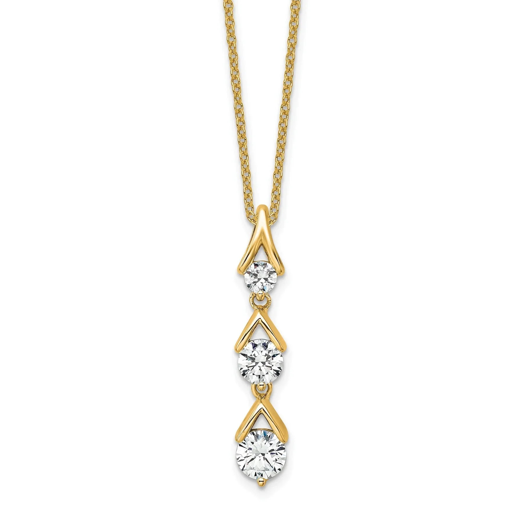 Lab Grown Three Diamond Drop Necklace - Fine Diamond