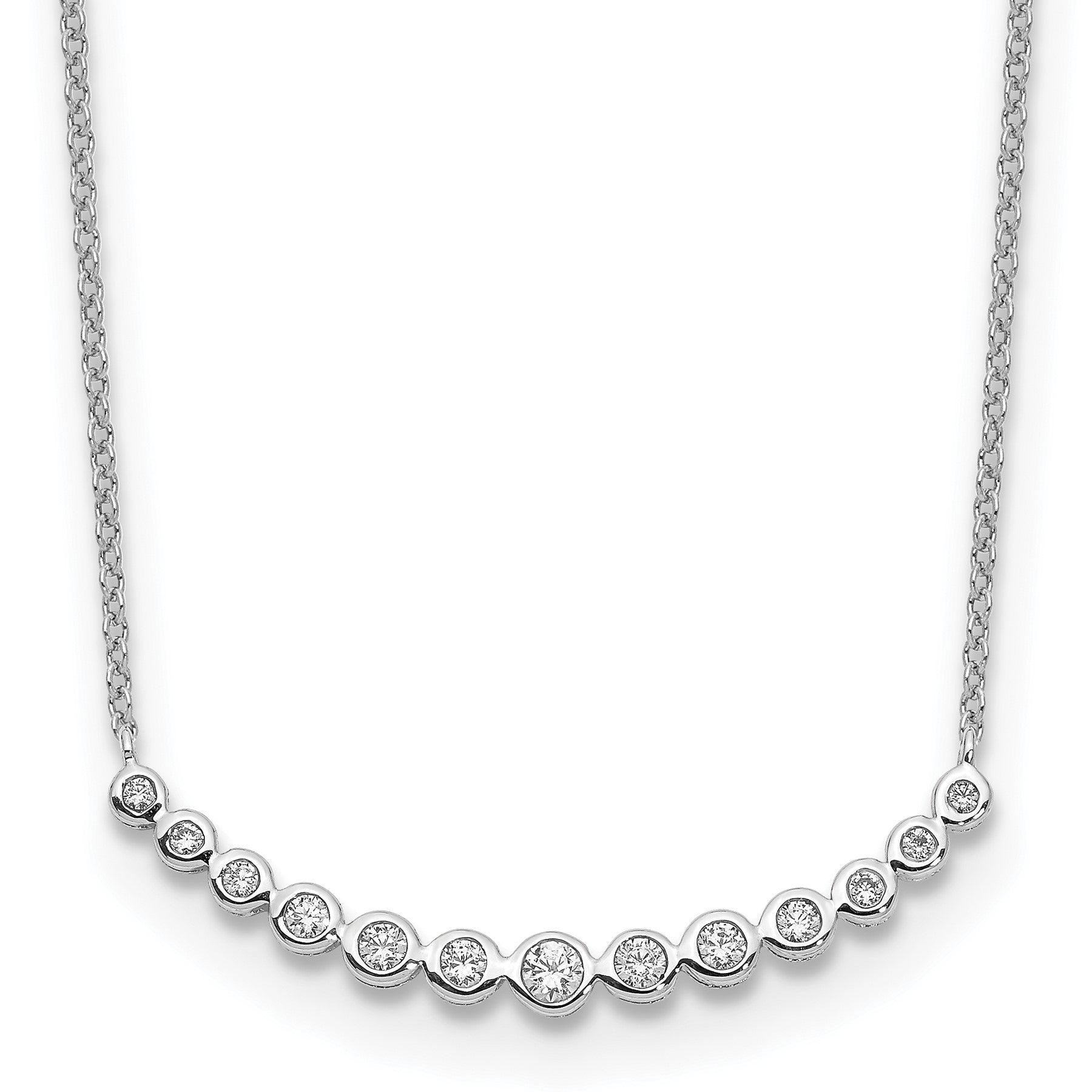 14K White Gold 1/4 carat Lab Grown Diamond Curved Bar Necklace