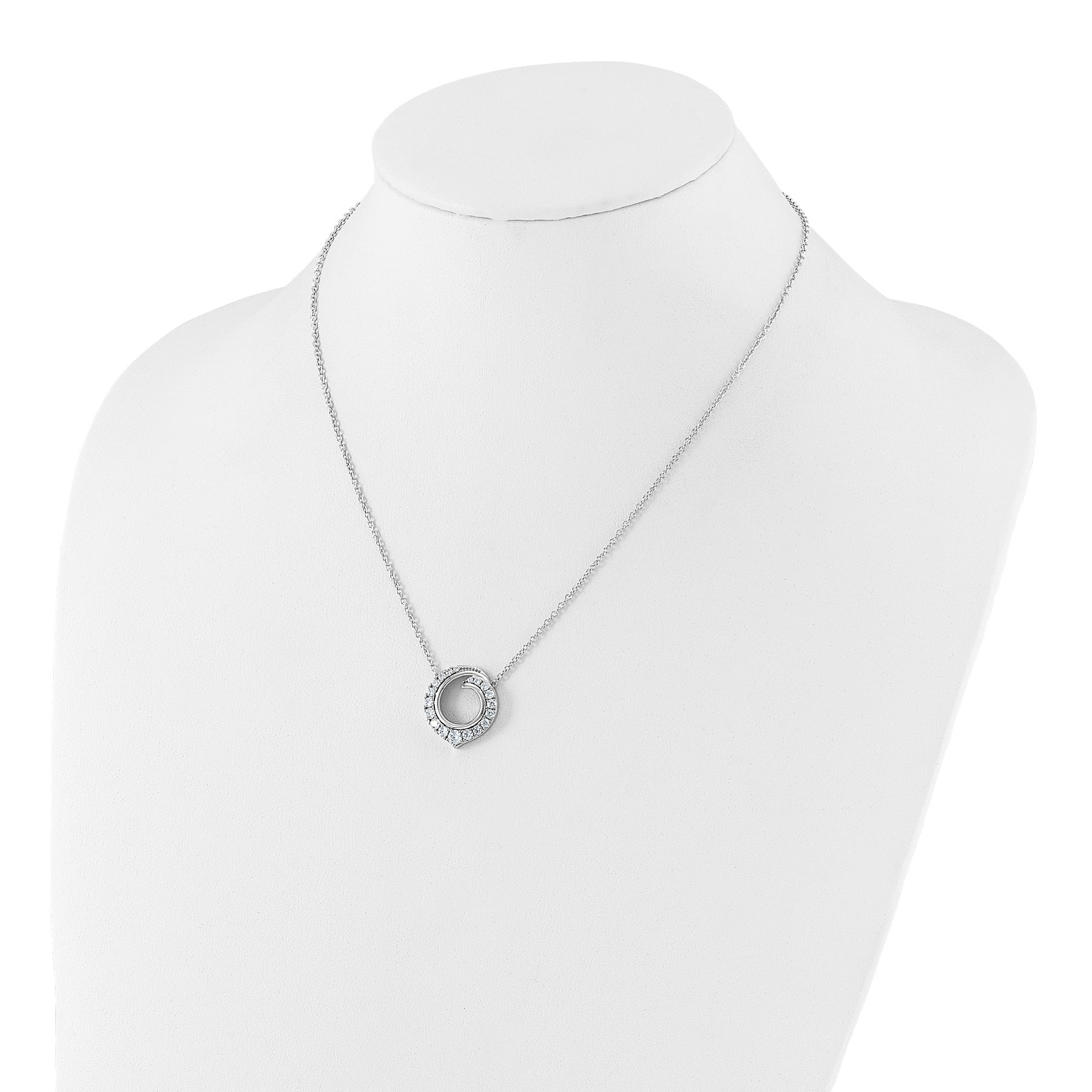 14k White Gold Lab Grown Diamond Round Necklace 1 ctw