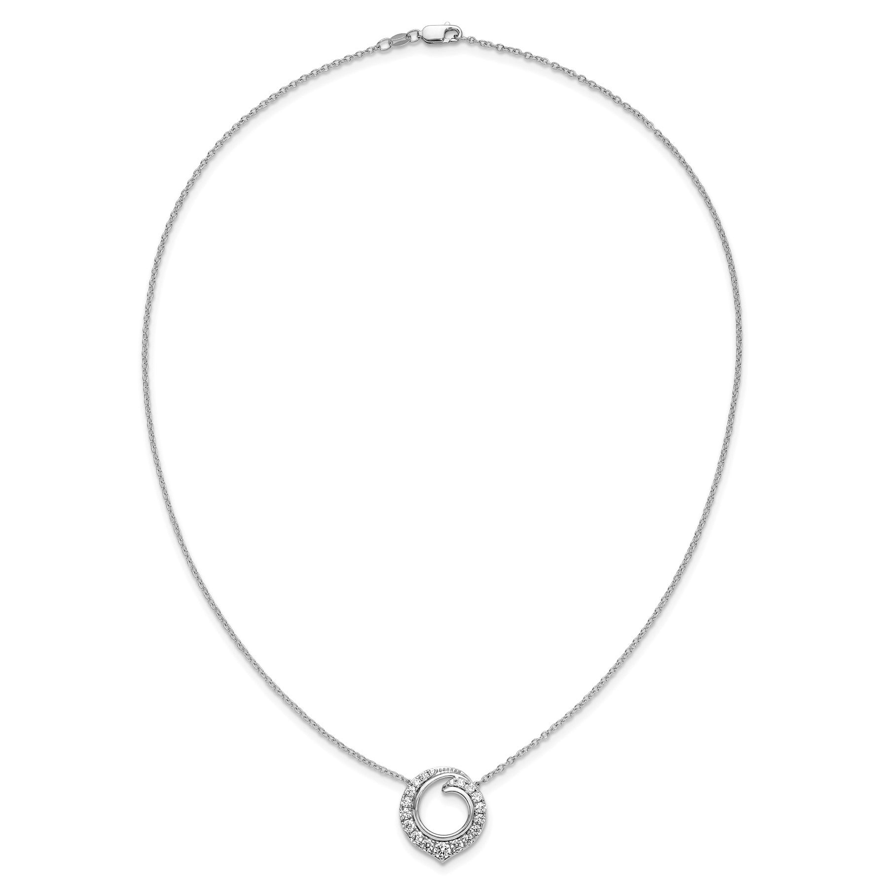 14k White Gold Lab Grown Diamond Round Necklace 1 ctw