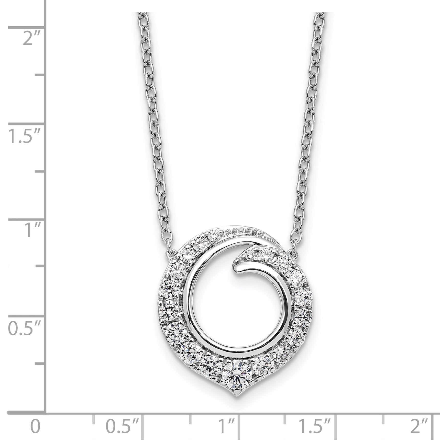 14k White Gold Lab Grown Diamond Round Necklace 1 ctw