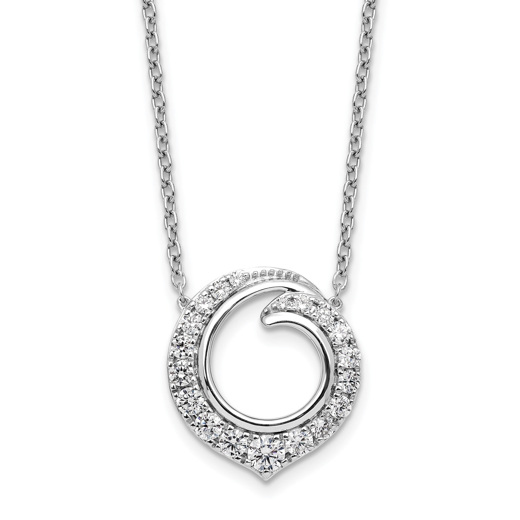 14k White Gold Lab Grown Diamond Round Necklace 1 ctw