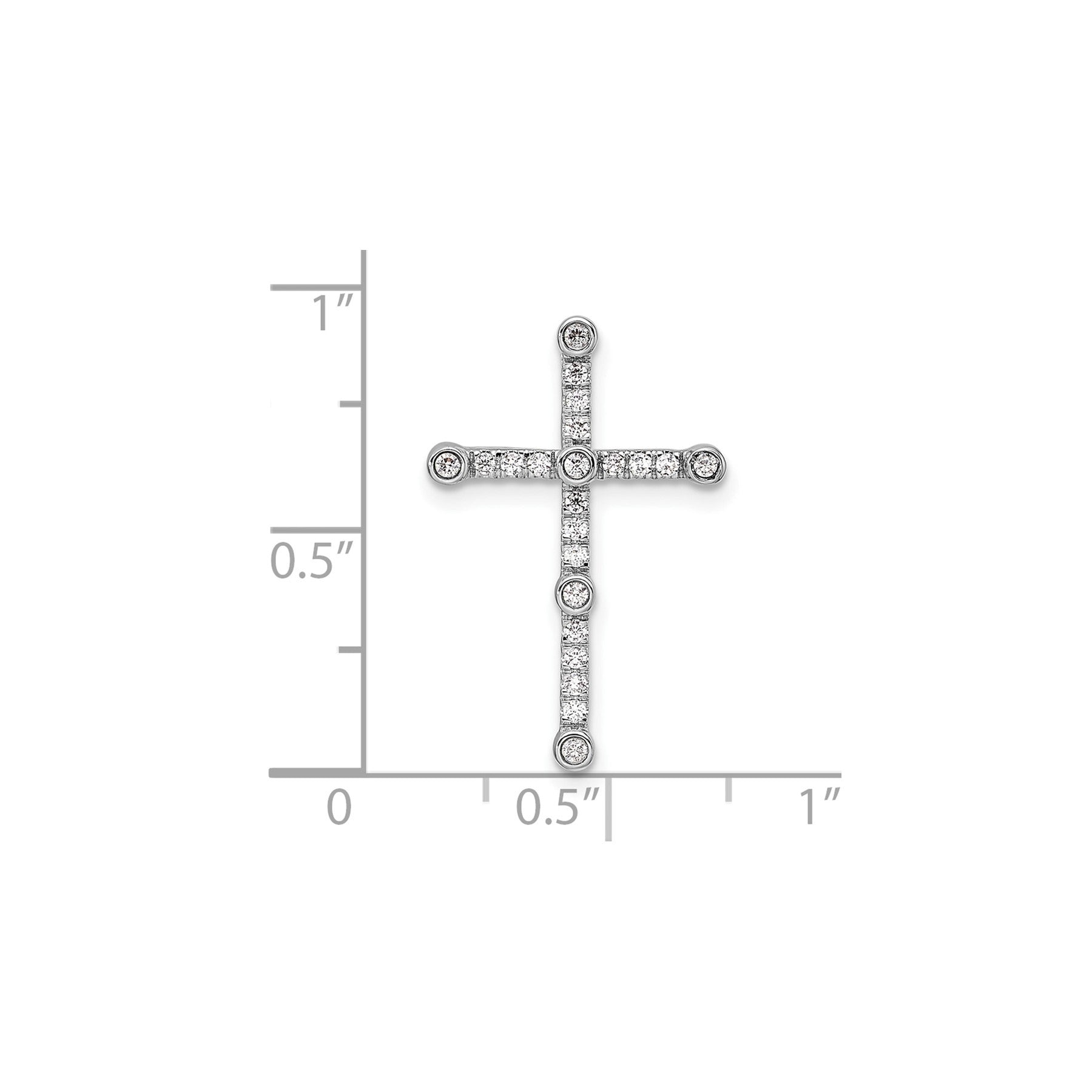 14k White Gold 1/5 carat Lab Grown Diamond Cross Chain Slide Pendant