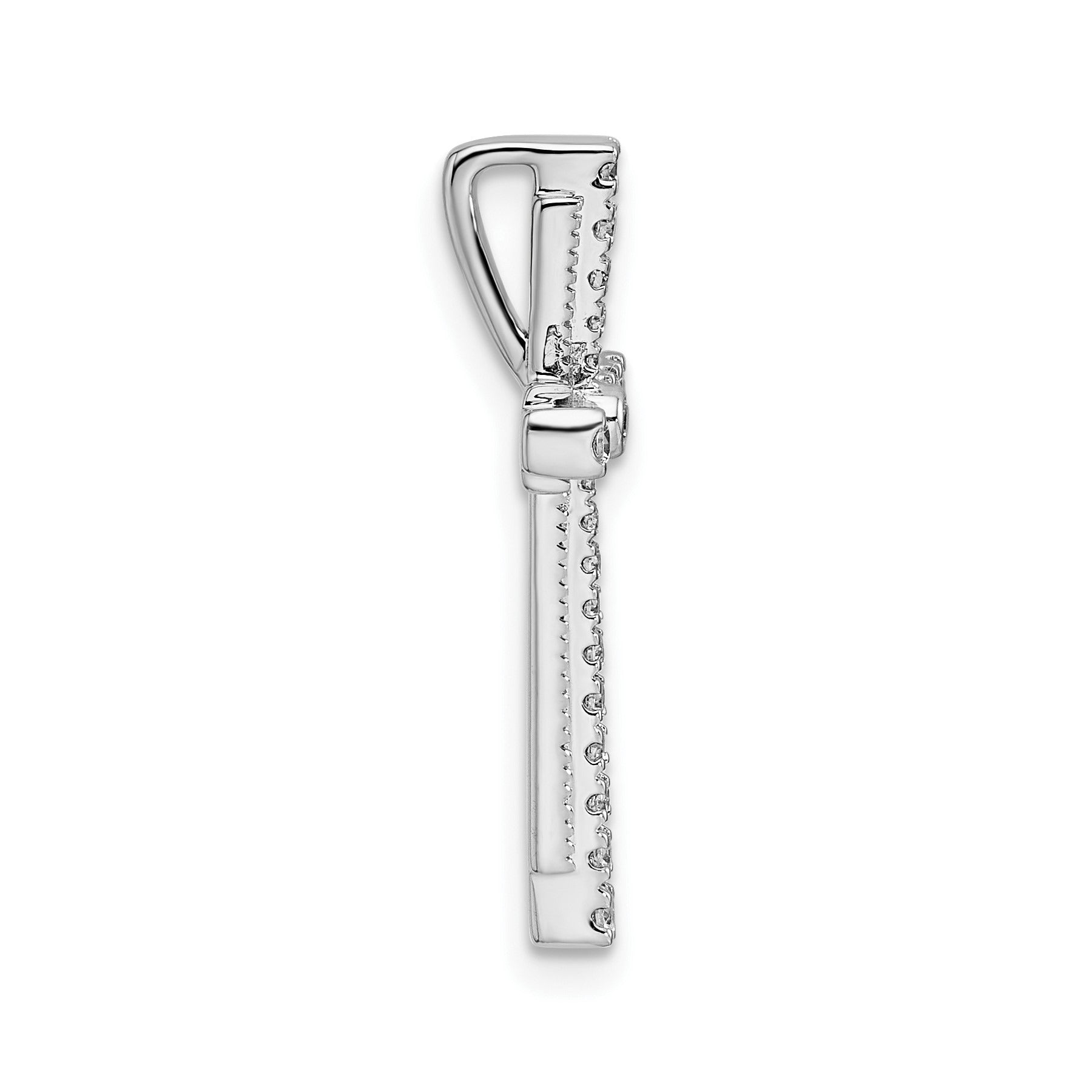 14k White Gold Lab Grown Diamond Cross Chain Slide Pendant 1/4 carat