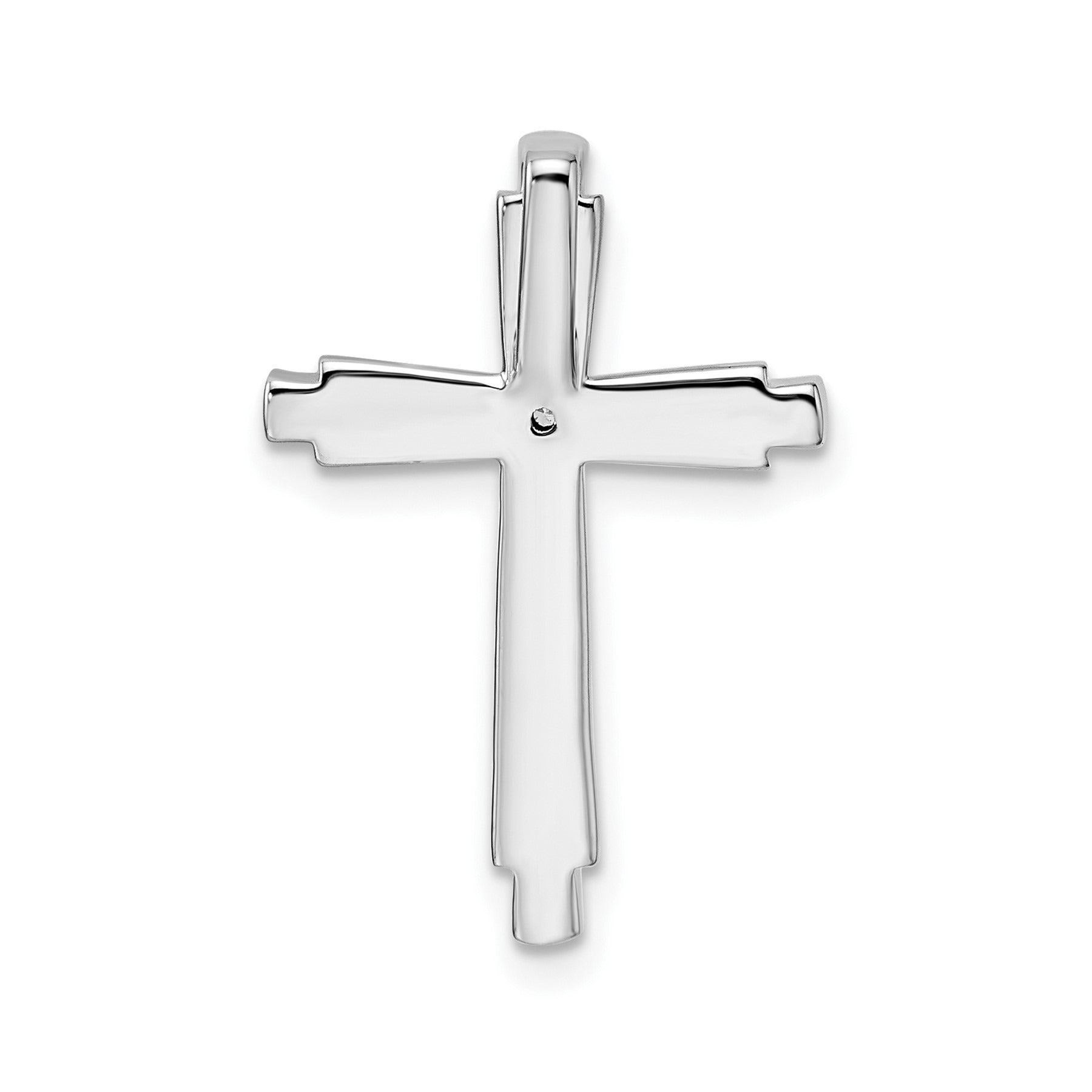 14k White Gold Lab Grown Diamond Cross Chain Slide Pendant 1/4 carat