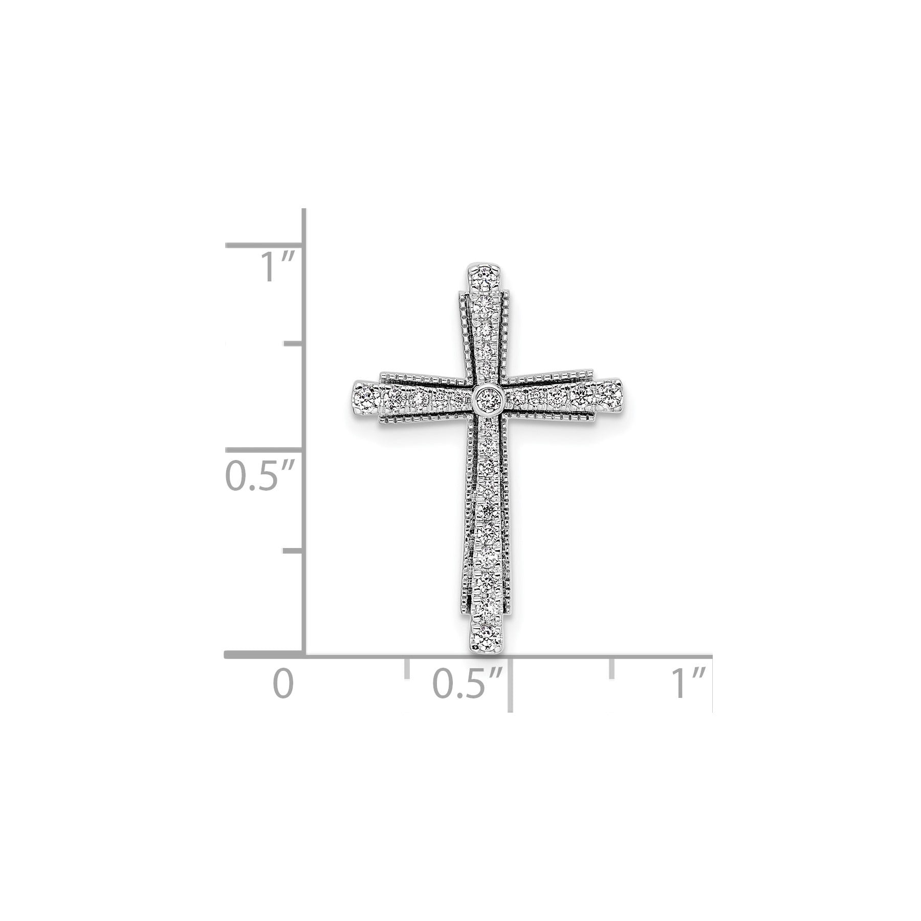 14k White Gold Lab Grown Diamond Cross Chain Slide Pendant 1/4 carat