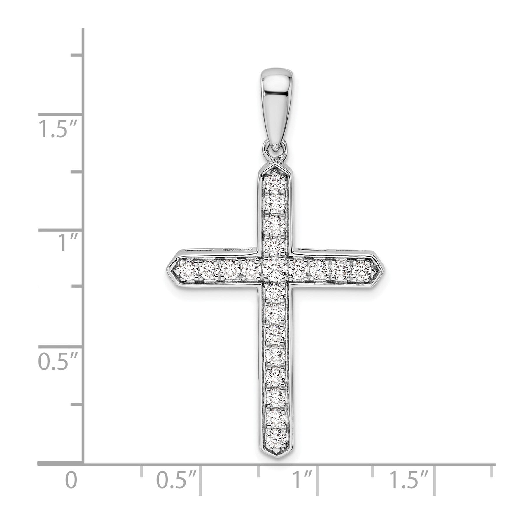 14k White Gold 3/4 carat Lab Grown Diamond Cross Pendant