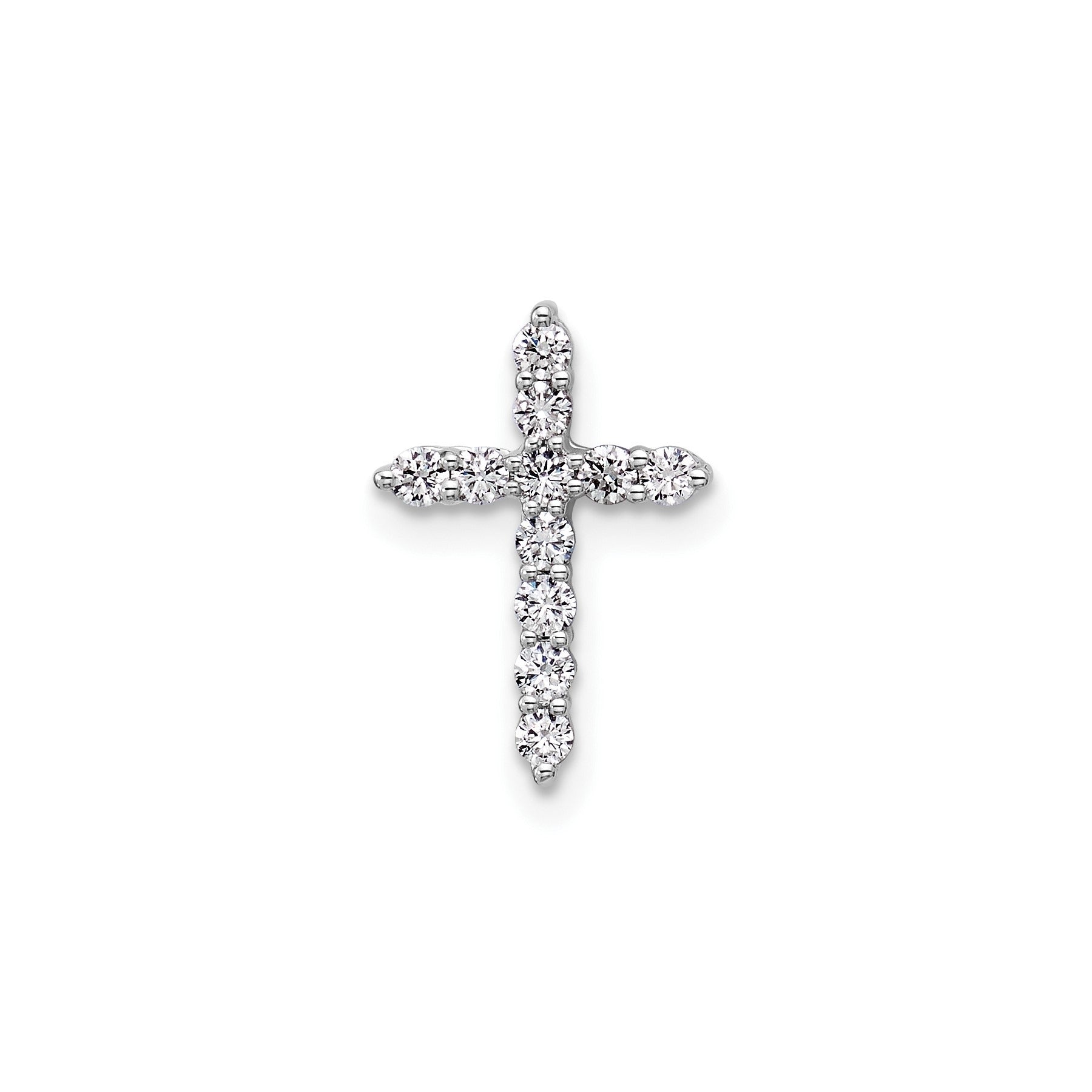 14k Gold Lab Grown Diamond Cross Chain Slide Pendant