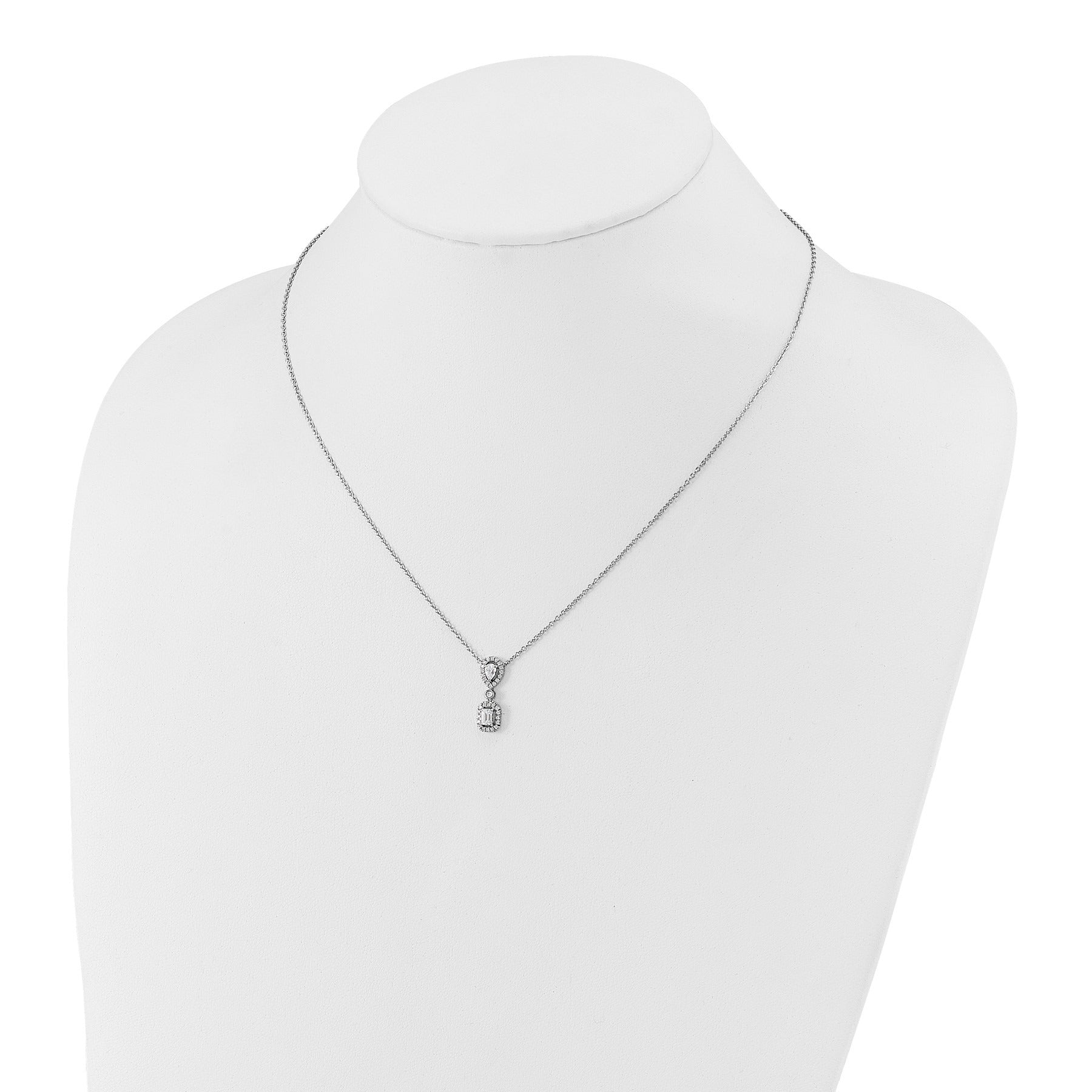 14k White Gold Lab Grown Diamond Halo Dangle Necklace