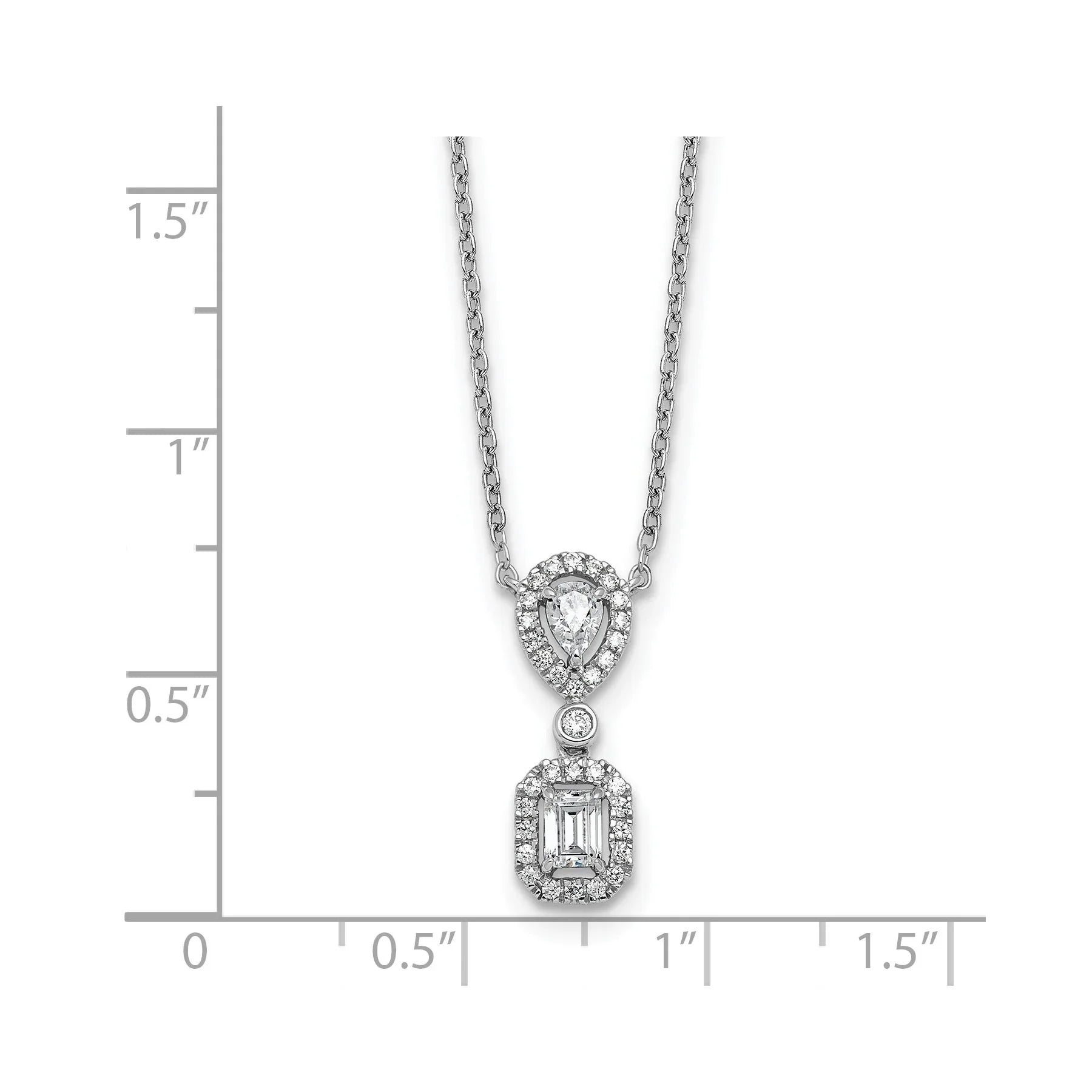 14k White Gold Lab Grown Diamond Halo Dangle Necklace - Fine Diamond